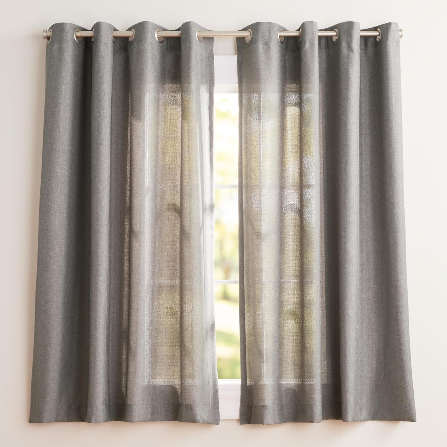 Exclusive Home Loha Linen Grommet Top Curtain Panel Pair, 54"x96", Ivory