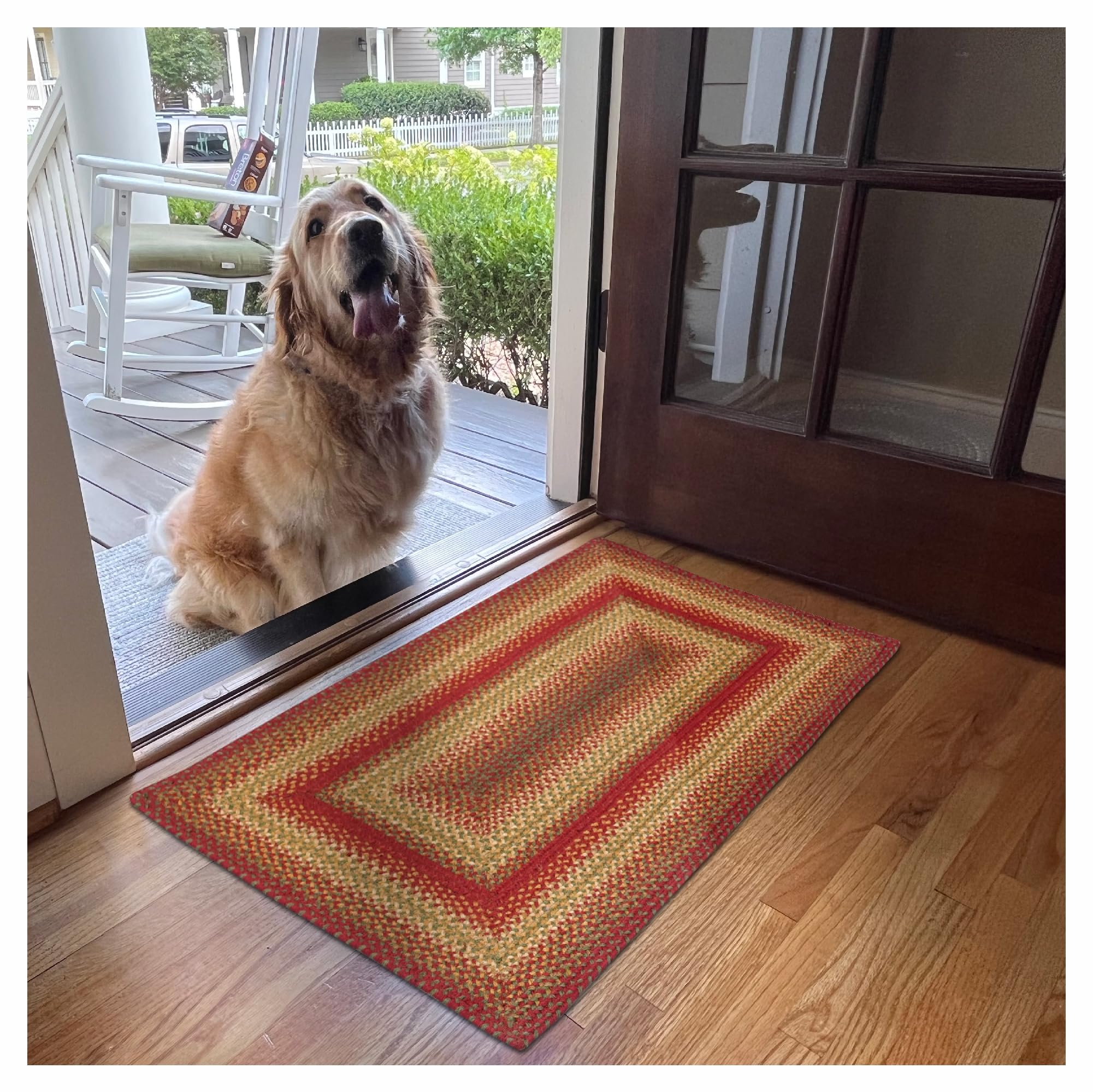 Homespice Gingerbread Black & Brown Braided Rug 20x30 - Jute Braided Kitchen Rugs for Country, Primitive Decor, Reversible, Pet-Friendly, Durable & Easy to Maintain