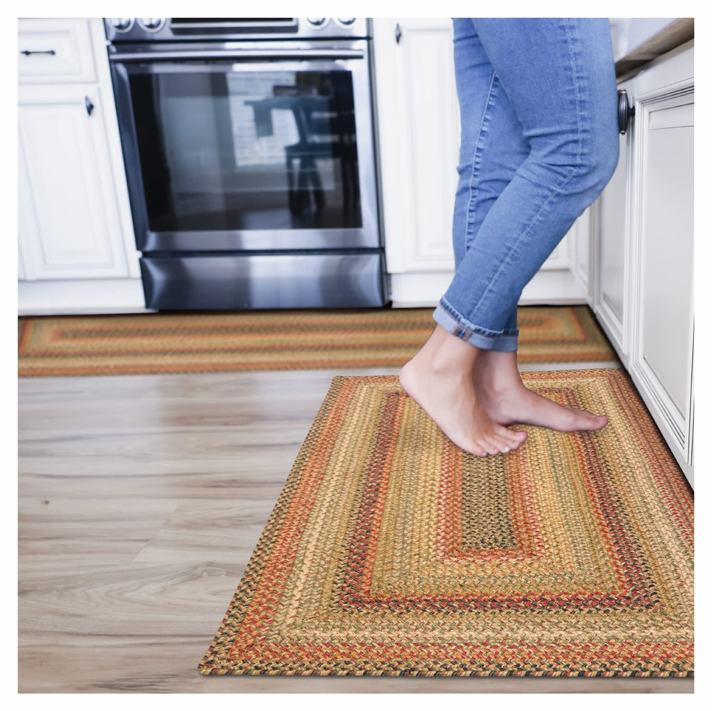 Homespice Gingerbread Black & Brown Braided Rug 20x30 - Jute Braided Kitchen Rugs for Country, Primitive Decor, Reversible, Pet-Friendly, Durable & Easy to Maintain