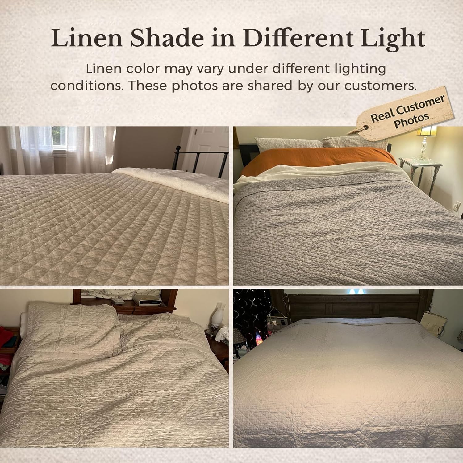 Grassix Linen Quilt Set King Size 3-Piece, 100% Linen Front & Cotton Back, Prewashed Diamond Stitch Bedspread with 2 Shams, Lightweight Breathable Quilt for Hot Sleepers, Modern Farmhouse Bedding