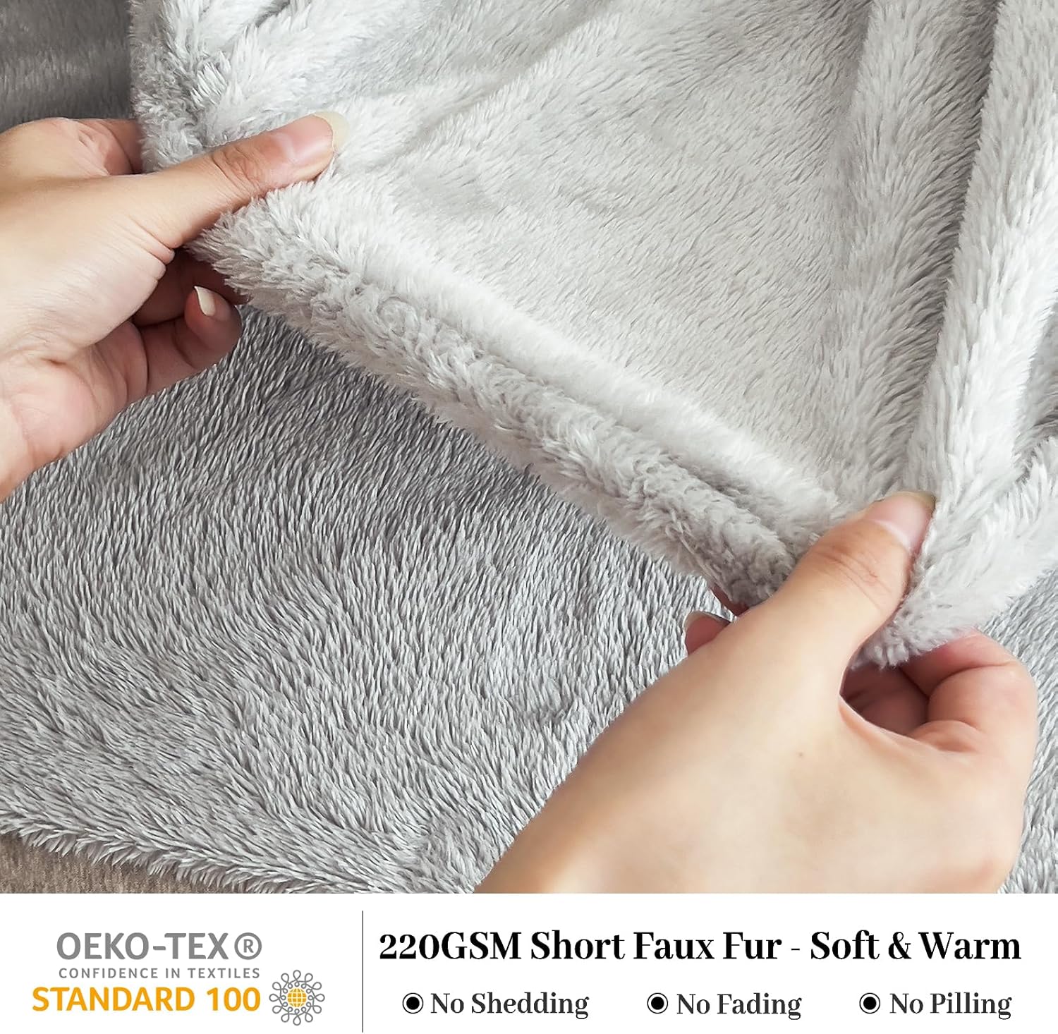 YIYEA Fleece Fitted Sheet Only, Ultra Soft Fluffy Plush Velvet Deep Pocket Fitted Bottom Sheet for Fall Winter, Cozy Warmth and No Shedding, Light Gray, Queen