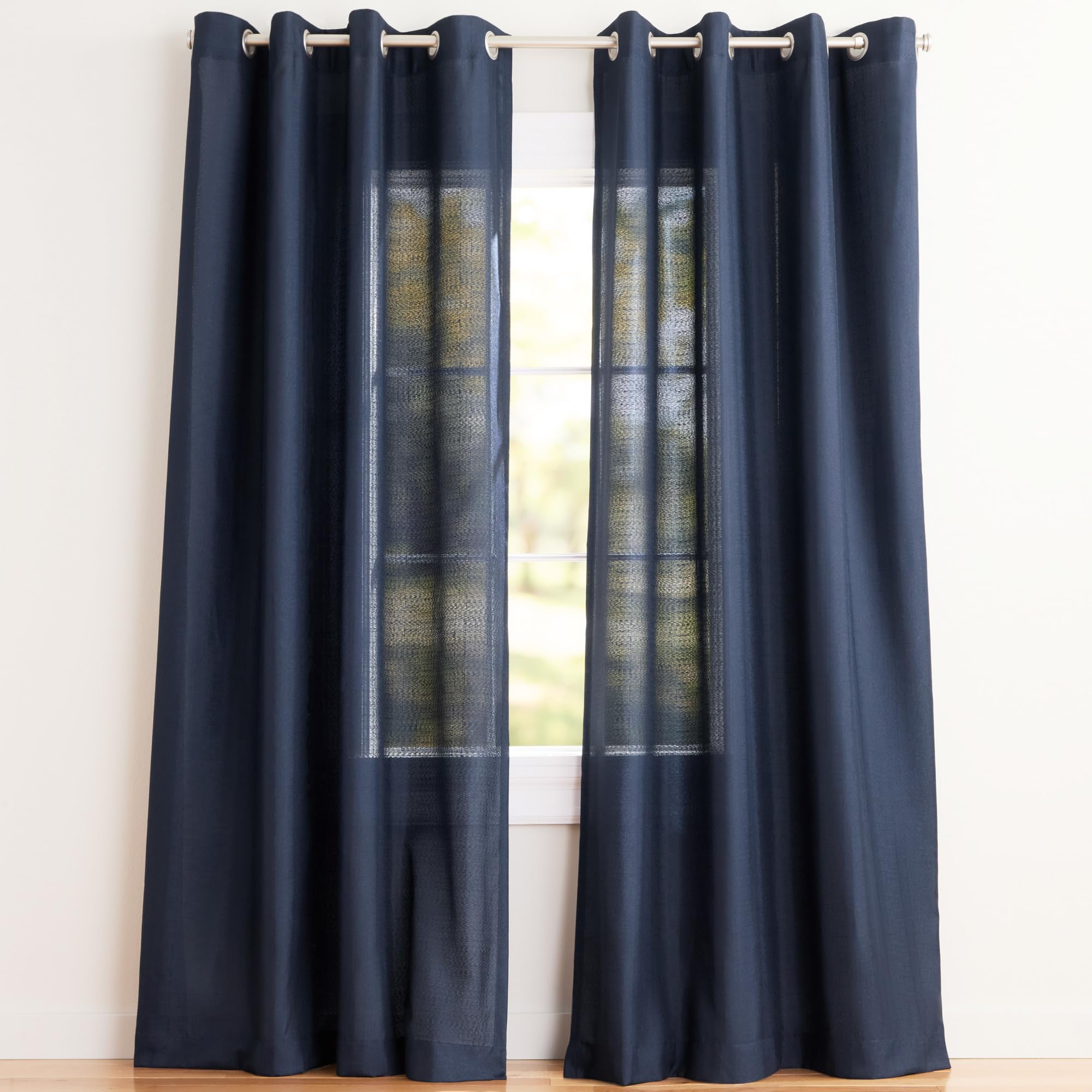 Exclusive Home Loha Linen Grommet Top Curtain Panel Pair, 54"x96", Ivory