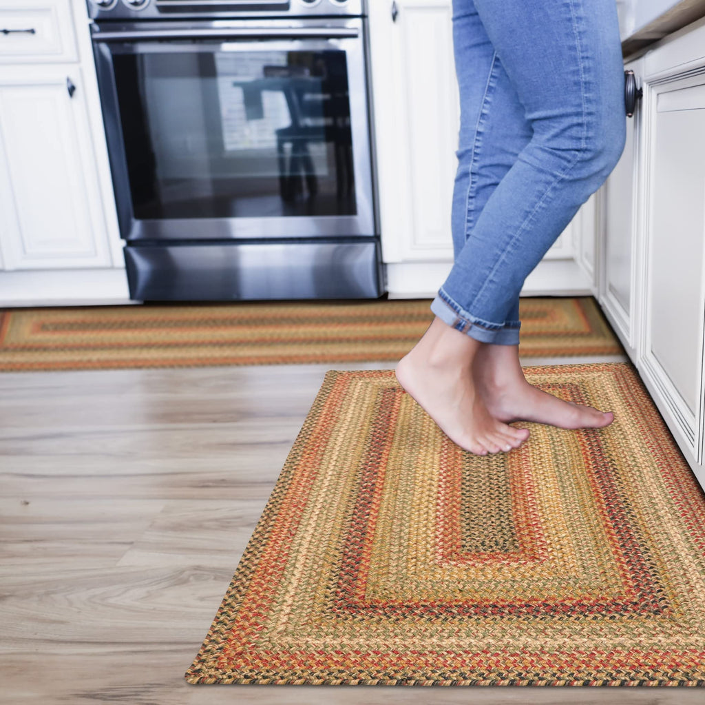 Homespice Gingerbread Black & Brown Braided Rug 20x30 - Jute Braided Kitchen Rugs for Country, Primitive Decor, Reversible, Pet-Friendly, Durable & Easy to Maintain