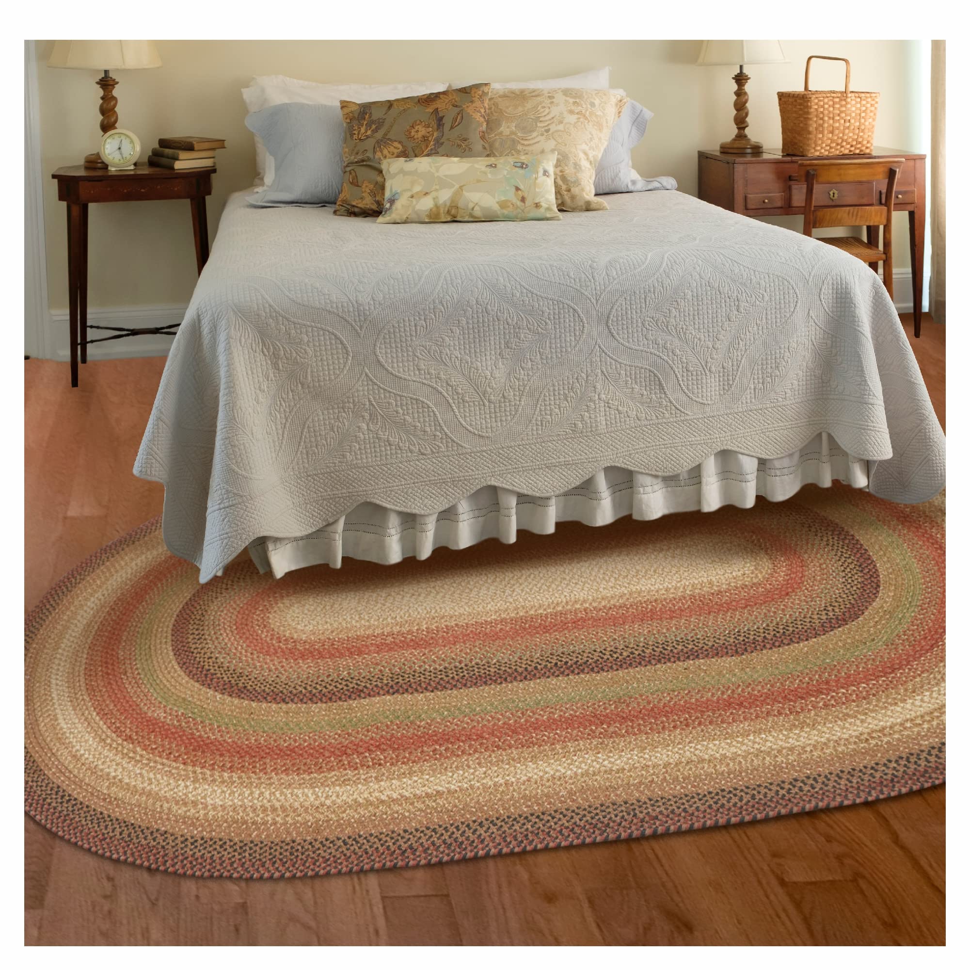 Homespice Gingerbread Black & Brown Braided Rug 20x30 - Jute Braided Kitchen Rugs for Country, Primitive Decor, Reversible, Pet-Friendly, Durable & Easy to Maintain