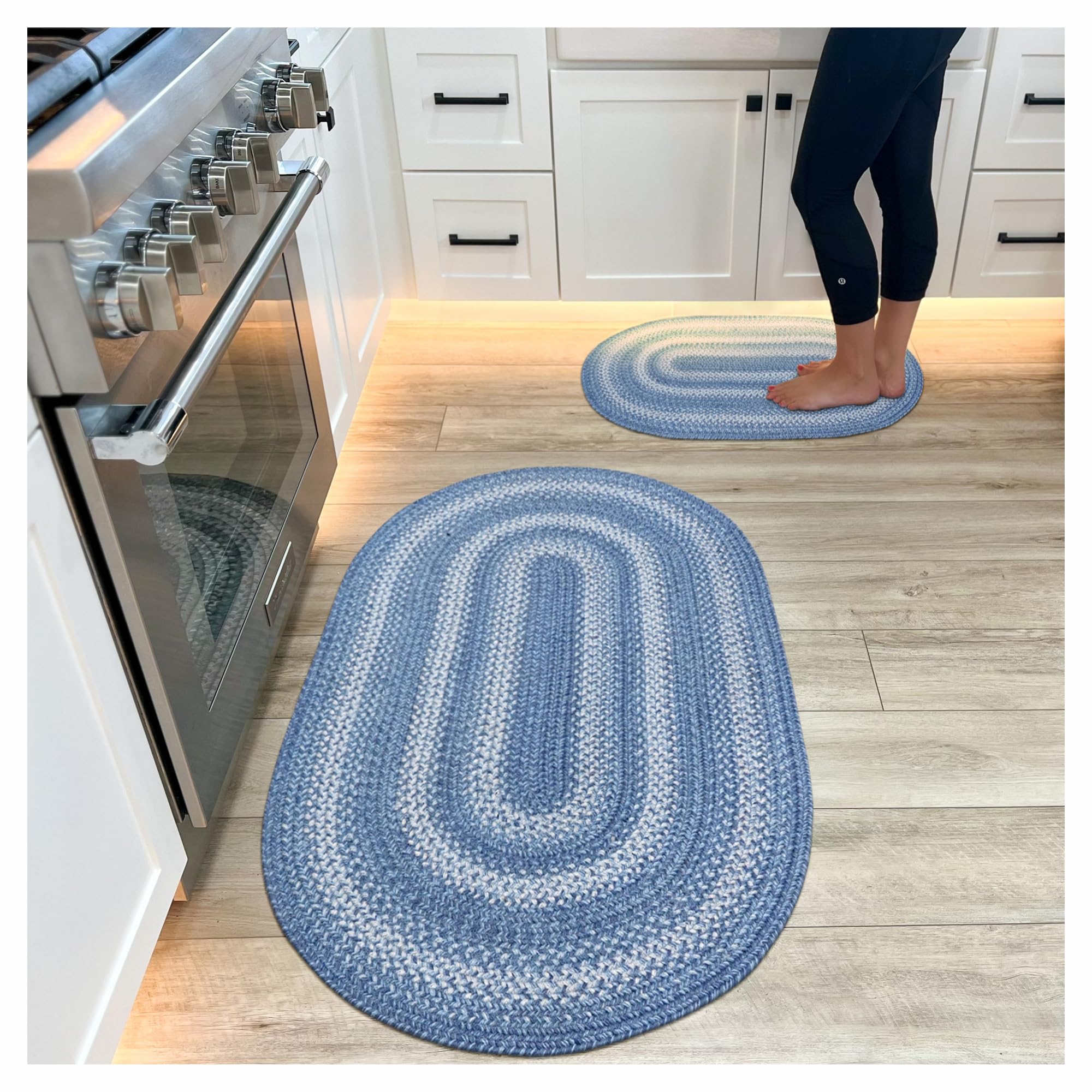 Homespice Gingerbread Black & Brown Braided Rug 20x30 - Jute Braided Kitchen Rugs for Country, Primitive Decor, Reversible, Pet-Friendly, Durable & Easy to Maintain