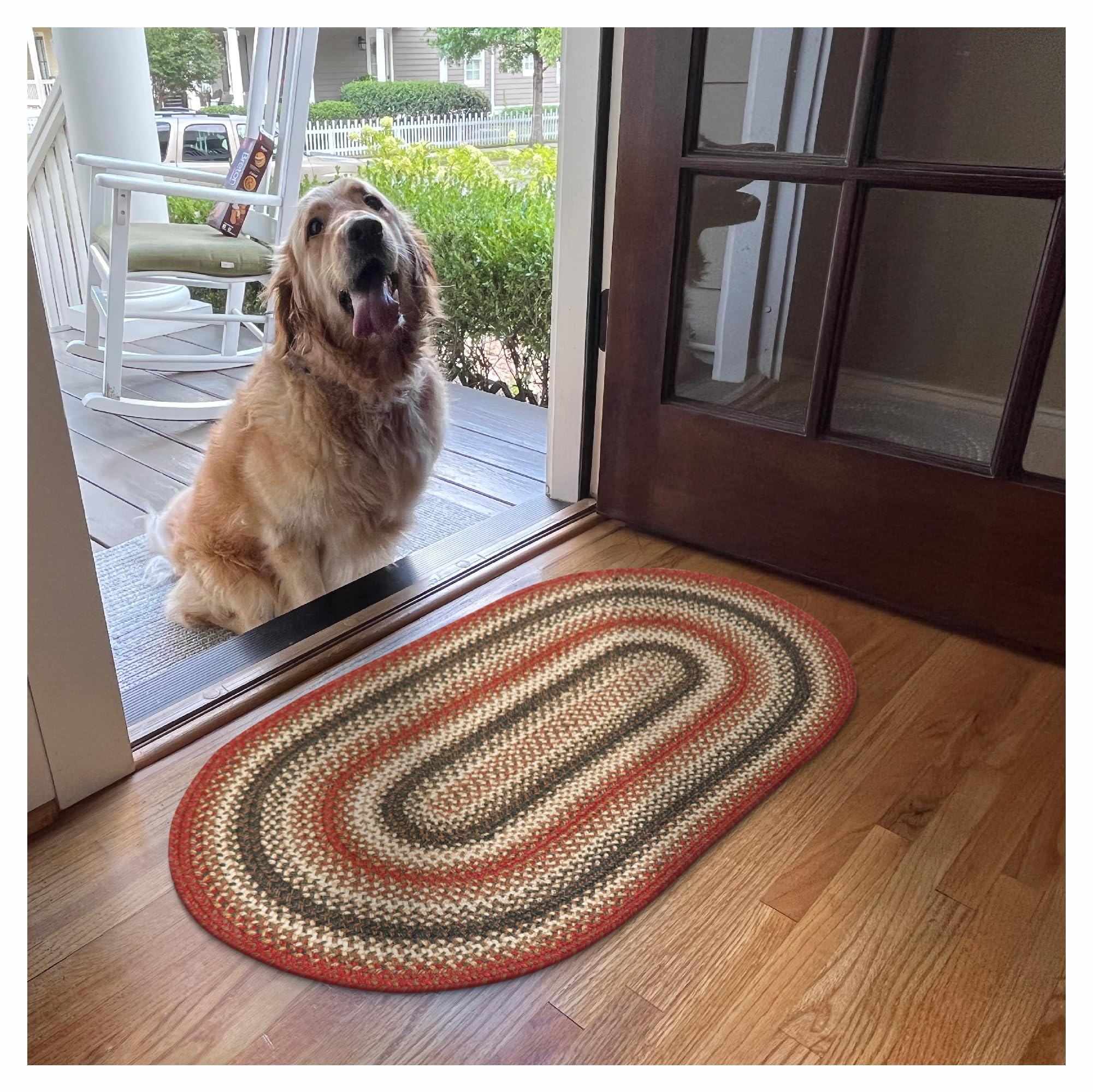 Homespice Gingerbread Black & Brown Braided Rug 20x30 - Jute Braided Kitchen Rugs for Country, Primitive Decor, Reversible, Pet-Friendly, Durable & Easy to Maintain