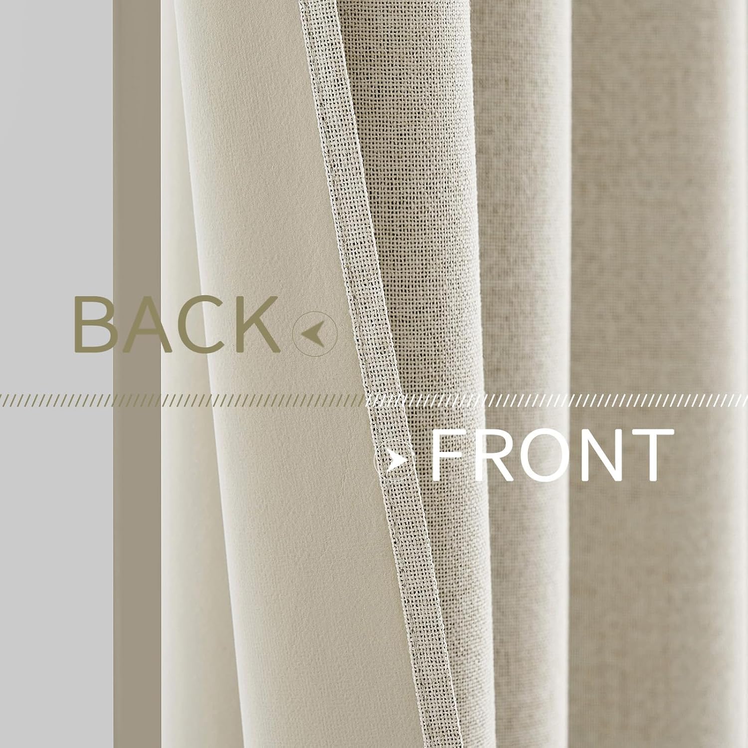 MIULEE 100% Blackout Linen Textured Curtains for Bedroom Solid Thermal Insulated Cream Grommet Room Darkening Curtains & Drapes Luxury Decor for Living Room Nursery 52 x 84 Inch (2 Panels)