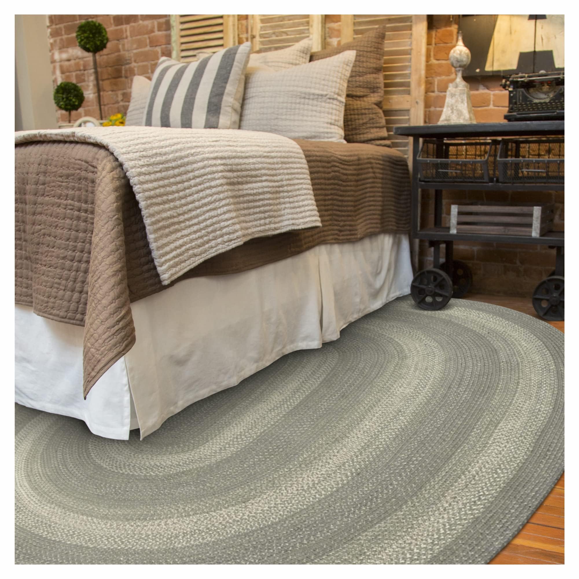 Homespice Gingerbread Black & Brown Braided Rug 20x30 - Jute Braided Kitchen Rugs for Country, Primitive Decor, Reversible, Pet-Friendly, Durable & Easy to Maintain