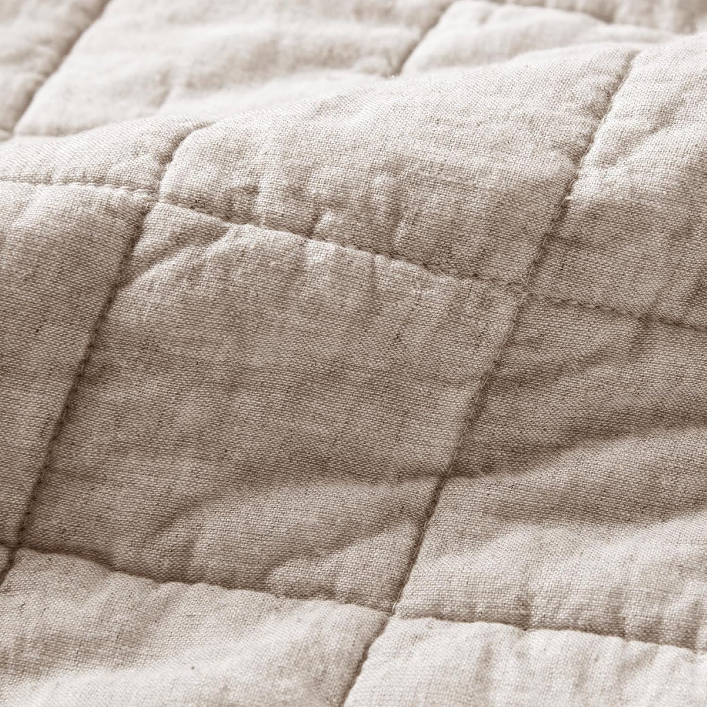 Hyde Lane Linen Quilt Set Queen Size - Breathable Box Stitched European Flax Bedding Set for Bedspread and Coverlet, with 2 Pillow Shams, 90"x96", Linen