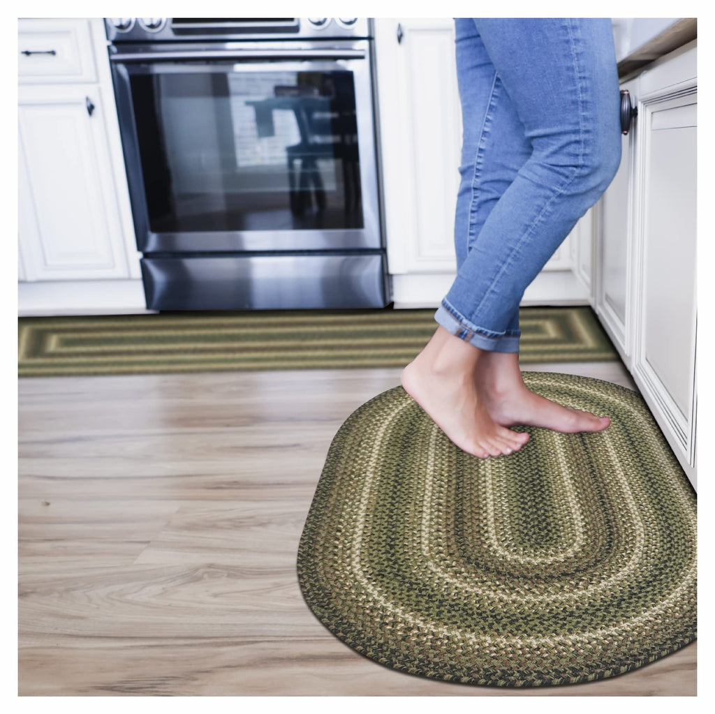 Homespice Gingerbread Black & Brown Braided Rug 20x30 - Jute Braided Kitchen Rugs for Country, Primitive Decor, Reversible, Pet-Friendly, Durable & Easy to Maintain