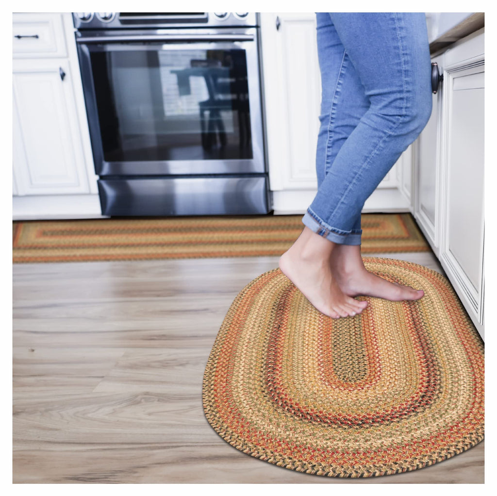 Homespice Gingerbread Black & Brown Braided Rug 20x30 - Jute Braided Kitchen Rugs for Country, Primitive Decor, Reversible, Pet-Friendly, Durable & Easy to Maintain