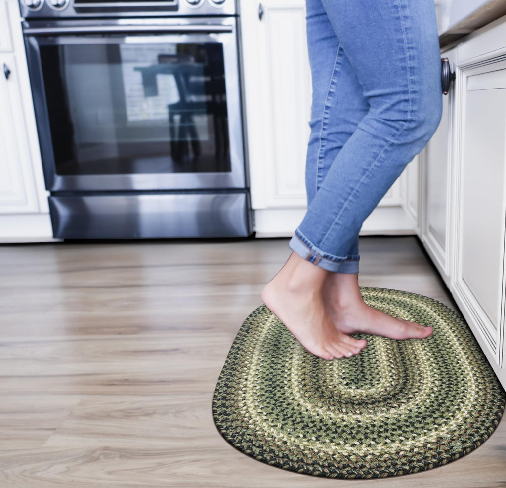 Homespice Gingerbread Black & Brown Braided Rug 20x30 - Jute Braided Kitchen Rugs for Country, Primitive Decor, Reversible, Pet-Friendly, Durable & Easy to Maintain