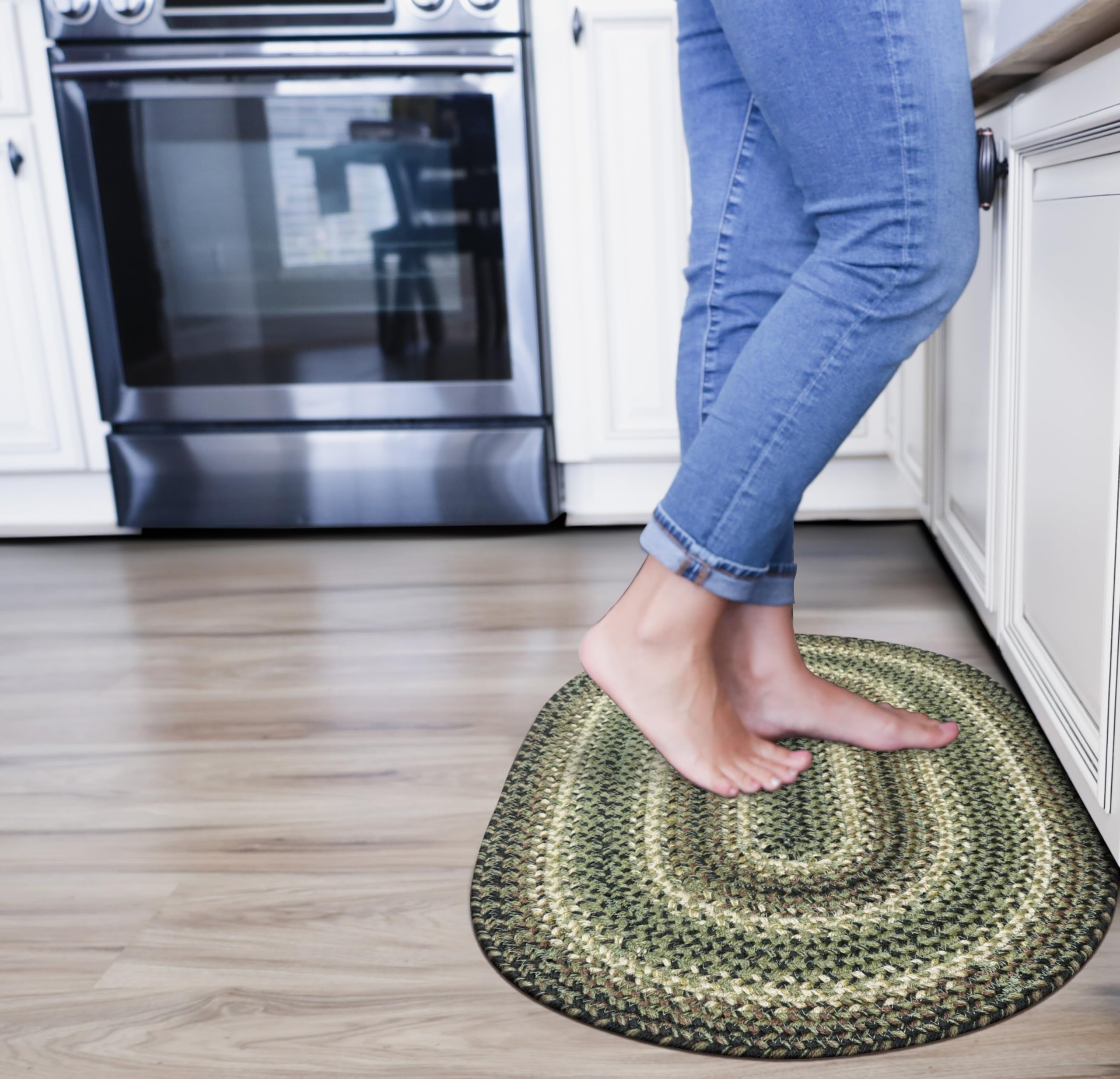 Homespice Gingerbread Black & Brown Braided Rug 20x30 - Jute Braided Kitchen Rugs for Country, Primitive Decor, Reversible, Pet-Friendly, Durable & Easy to Maintain