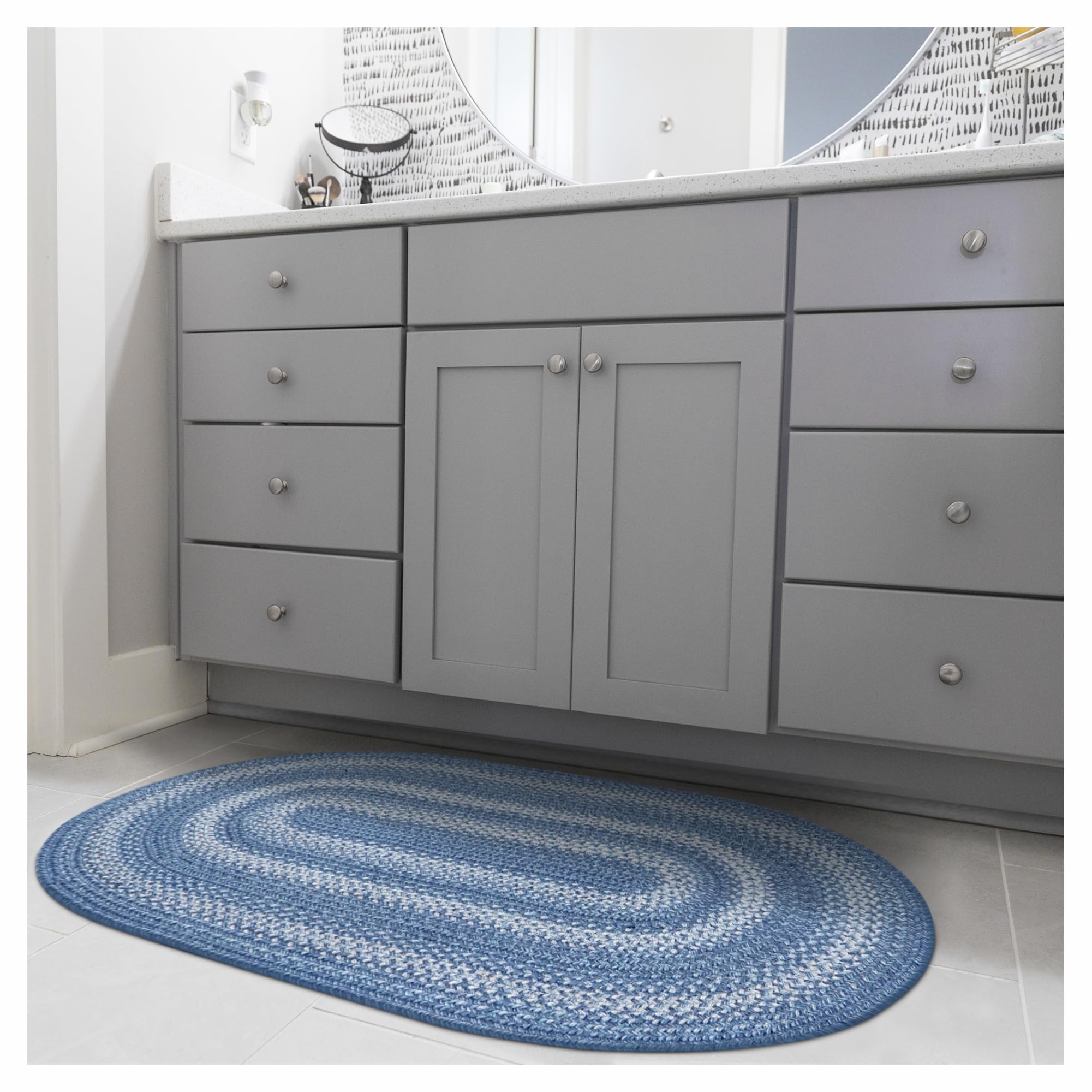 Homespice Gingerbread Black & Brown Braided Rug 20x30 - Jute Braided Kitchen Rugs for Country, Primitive Decor, Reversible, Pet-Friendly, Durable & Easy to Maintain