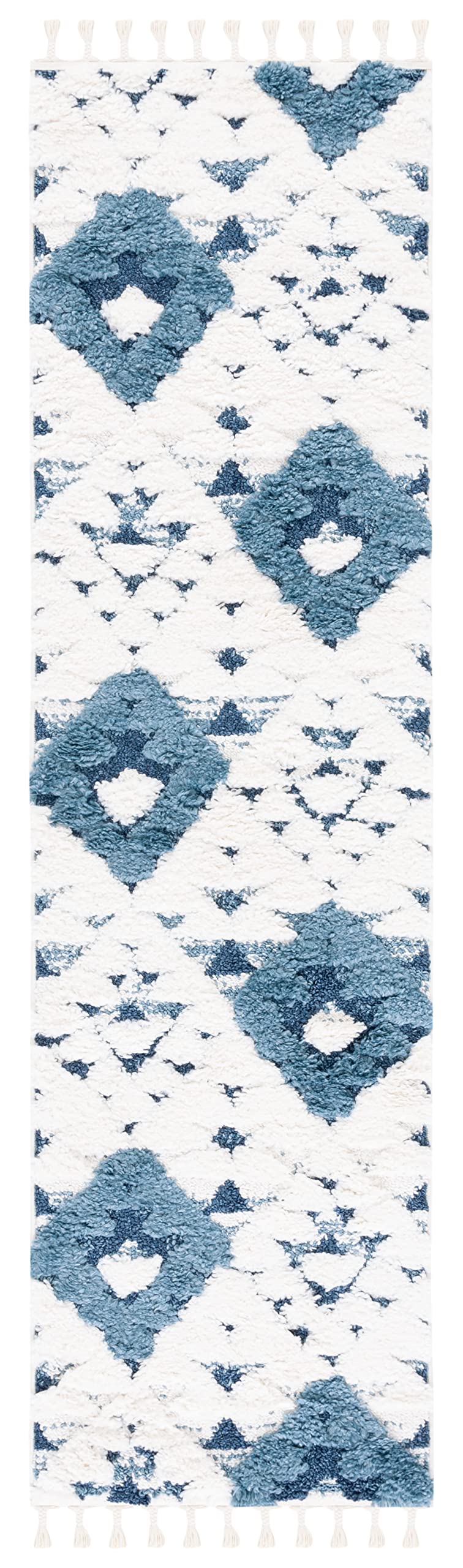 SAFAVIEH Area Rug 3x5 - Moroccan Tassel Shag Collection - Ivory, Non-Shedding & Easy to Clean, Plush High-Low Texture, Ideal for Living Room, Bedroom, Dining Space (MTS688C)