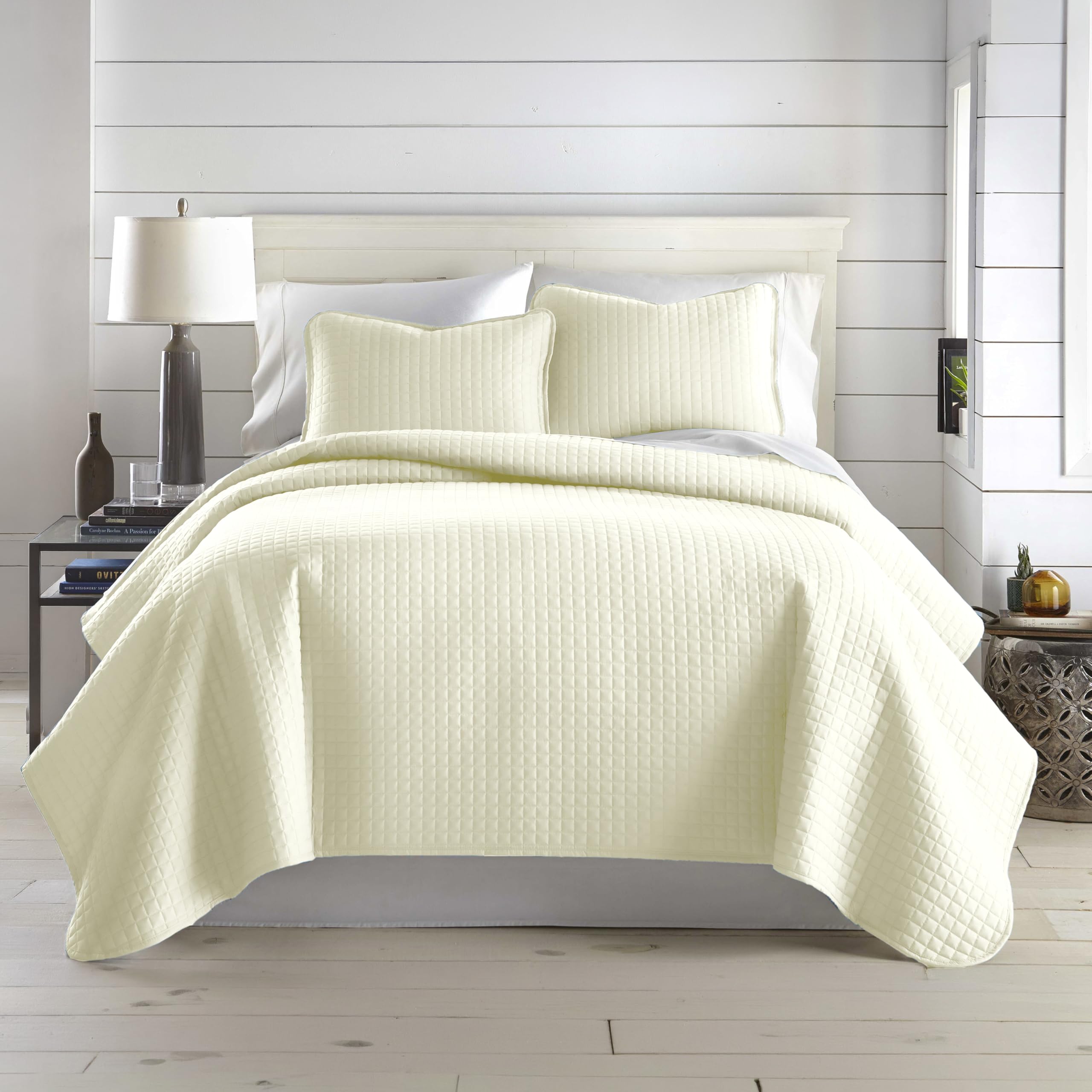 Southshore Fine Living, Inc. King Quilt Bedding Set, Quilted Coverlet Bed Spread for California Kings, Luxury Bedding King Size Quilt Bedding Set, Lightweight Quilted Bedspread w/Shams, Natural Beige