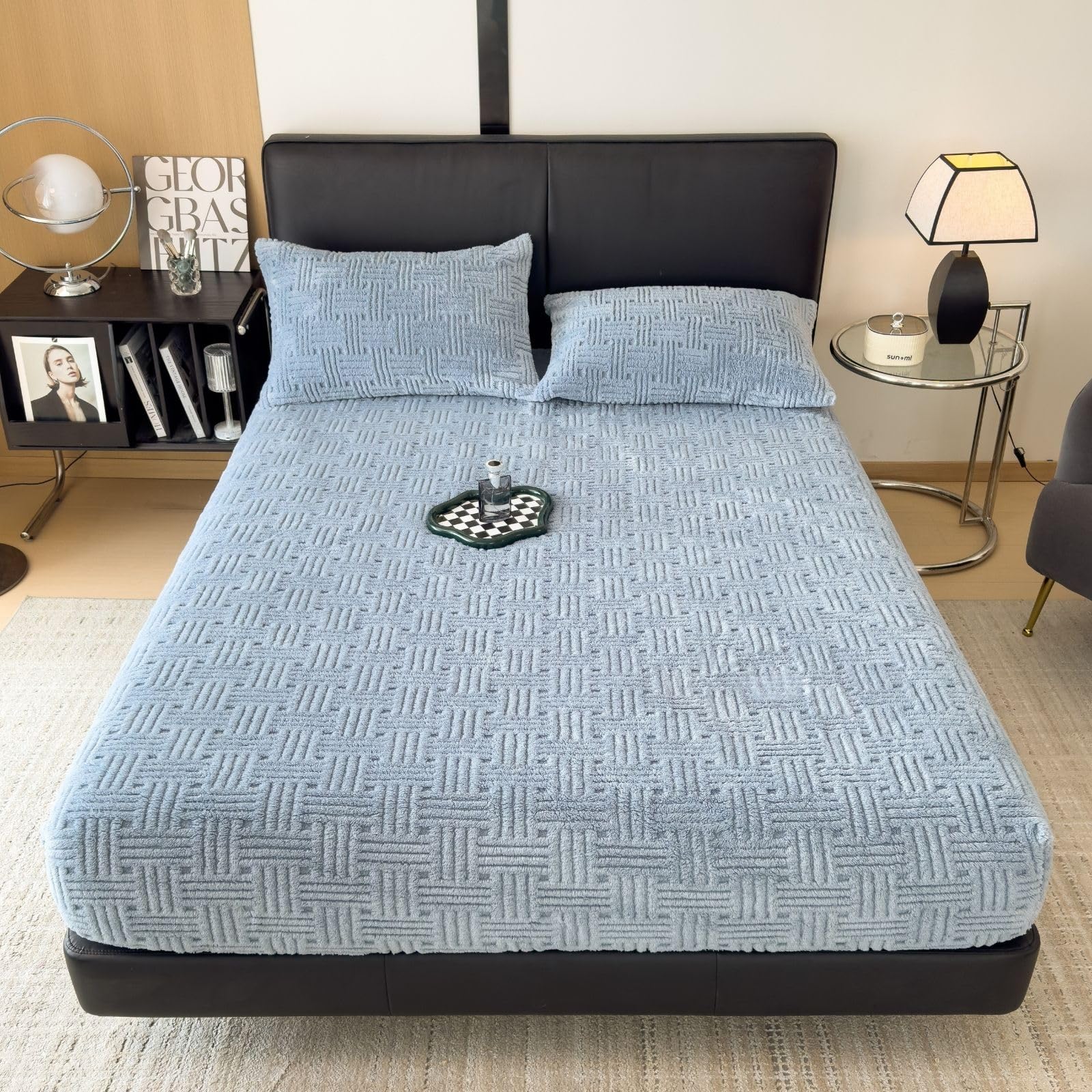 ZIQINPSQ Twin Size Flannel Fitted Sheet - 1 Piece Winter Warm Deep Pocket (15") Bed Sheet, Shrink & Fade Resistant, Hotel Quality, Wheat
