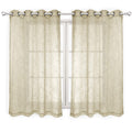 VOILYBIRD Palma Natural Linen Blended Sheer Curtains 84 Inches Long Bronze Grommet for Bedroom (Natural, 52" W x 84" L, 2 Panels)