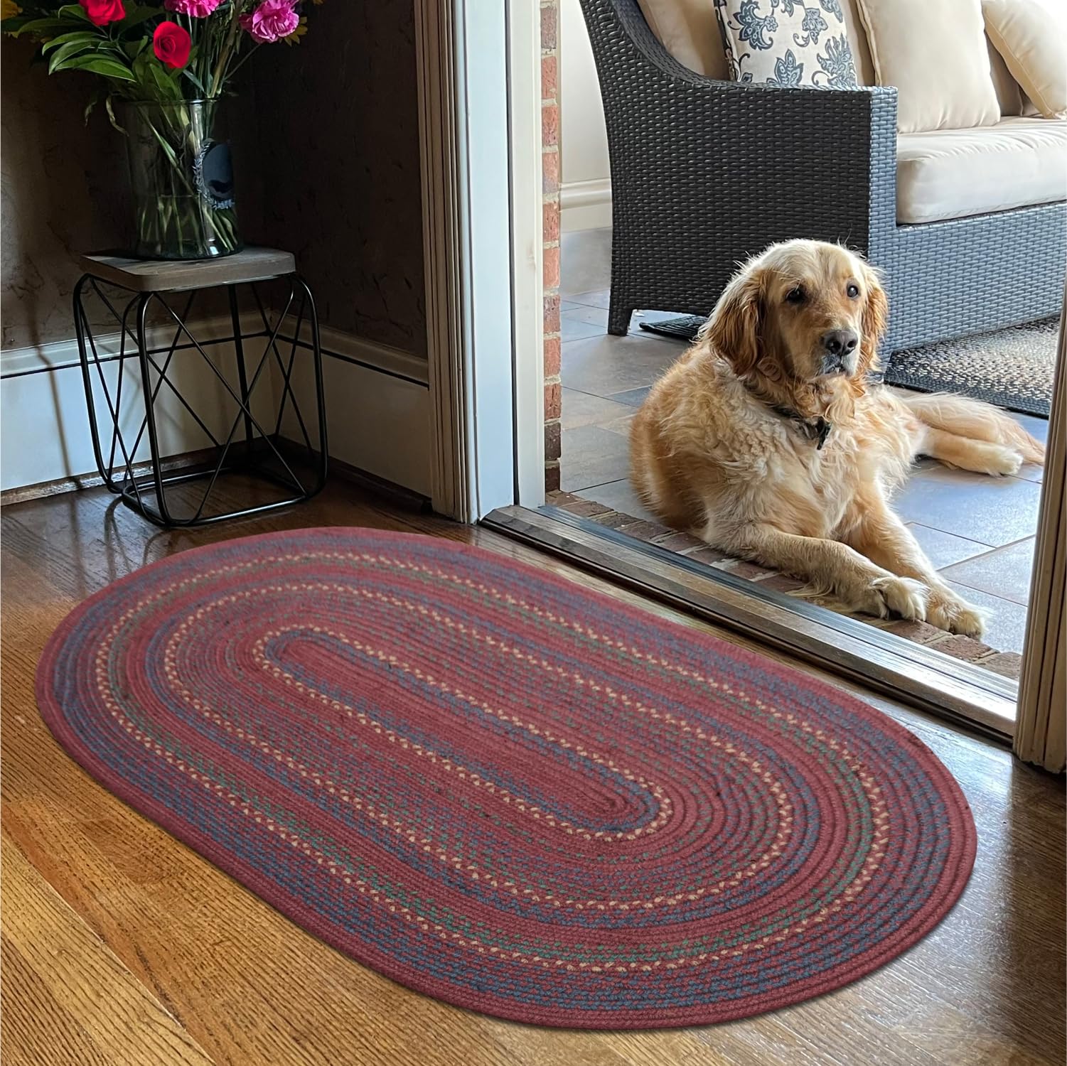 Homespice Gingerbread Black & Brown Braided Rug 20x30 - Jute Braided Kitchen Rugs for Country, Primitive Decor, Reversible, Pet-Friendly, Durable & Easy to Maintain