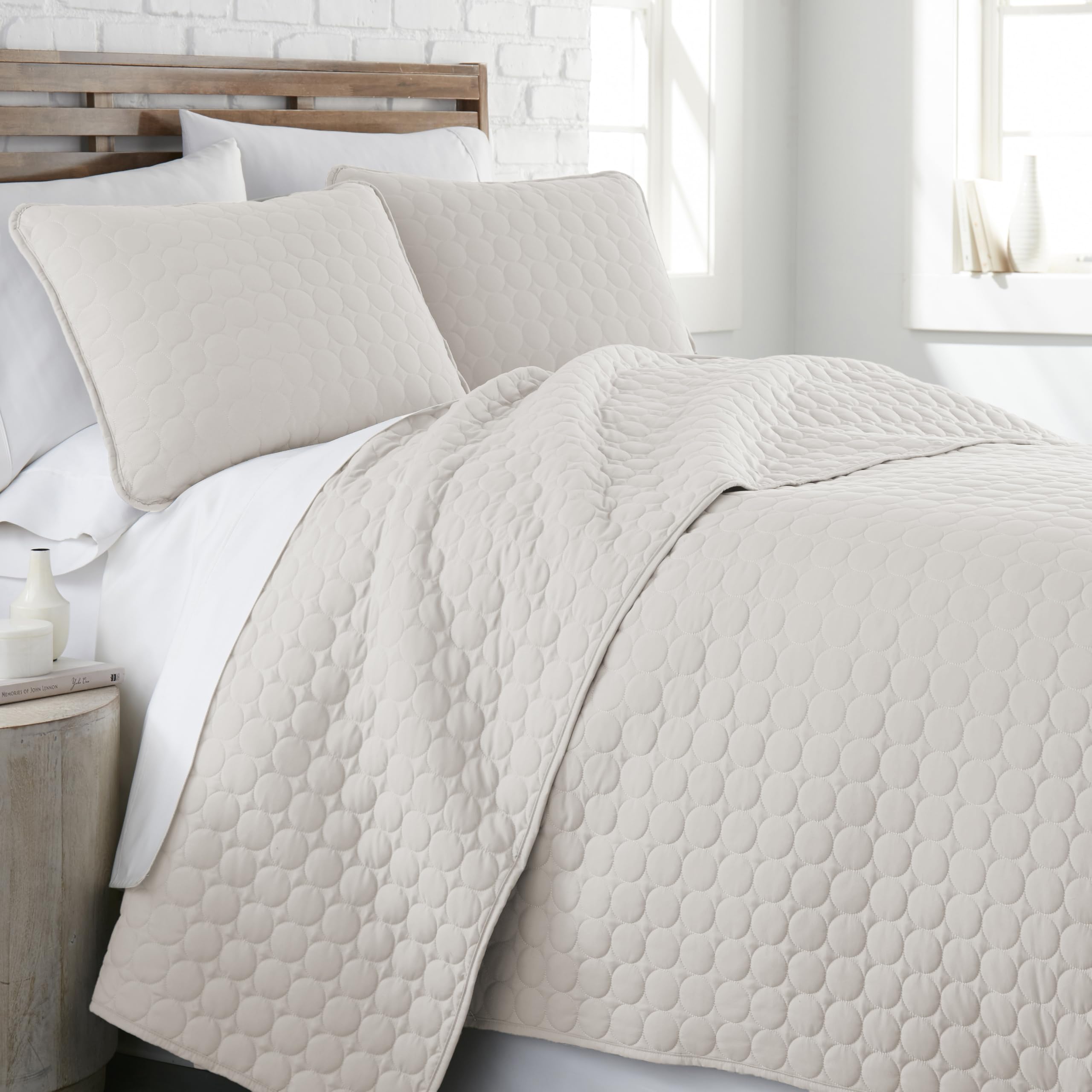 Southshore Fine Living, Inc. King Quilt Bedding Set, Quilted Coverlet Bed Spread for California Kings, Luxury Bedding King Size Quilt Bedding Set, Lightweight Quilted Bedspread w/Shams, Natural Beige