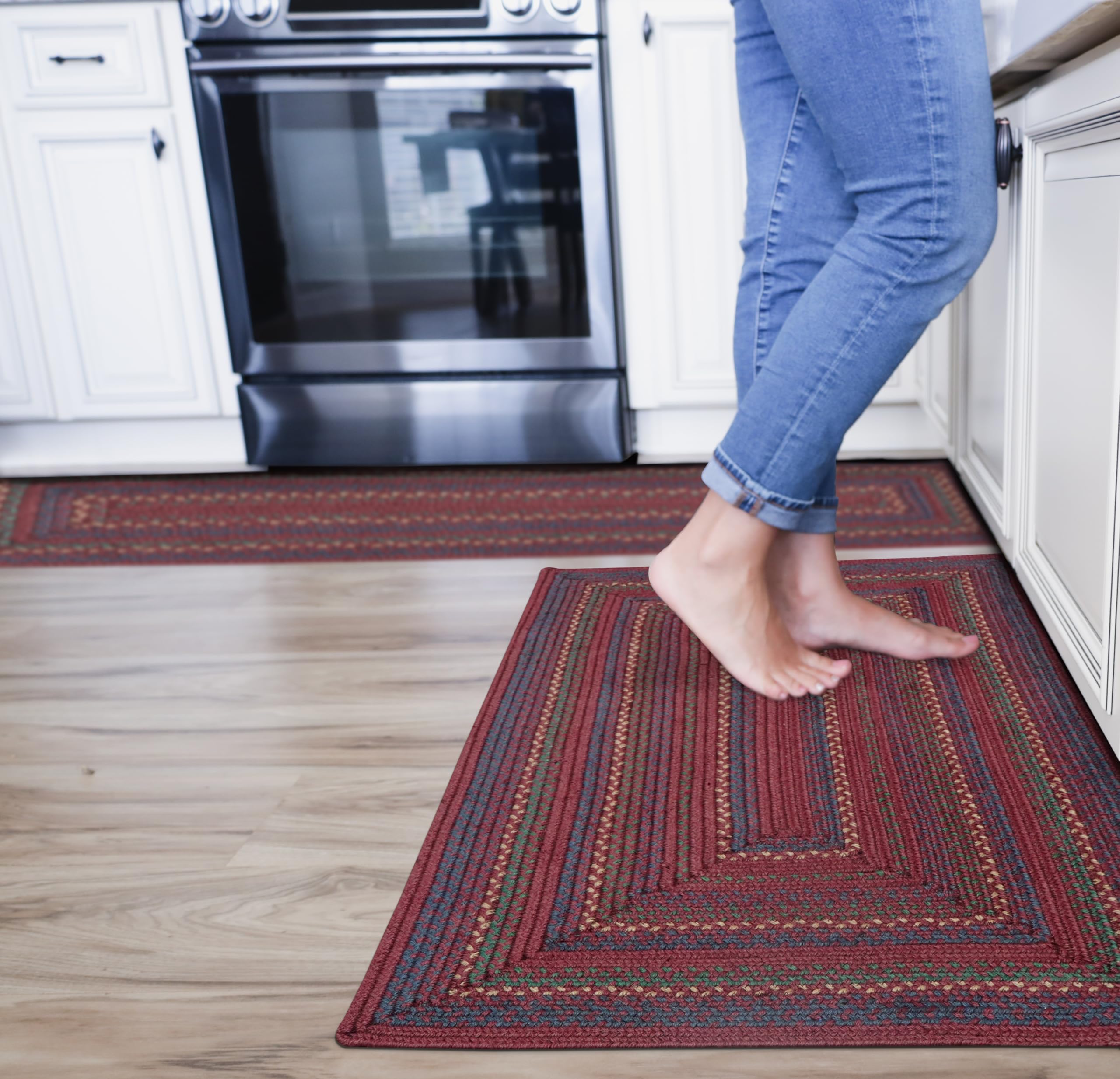 Homespice Gingerbread Black & Brown Braided Rug 20x30 - Jute Braided Kitchen Rugs for Country, Primitive Decor, Reversible, Pet-Friendly, Durable & Easy to Maintain