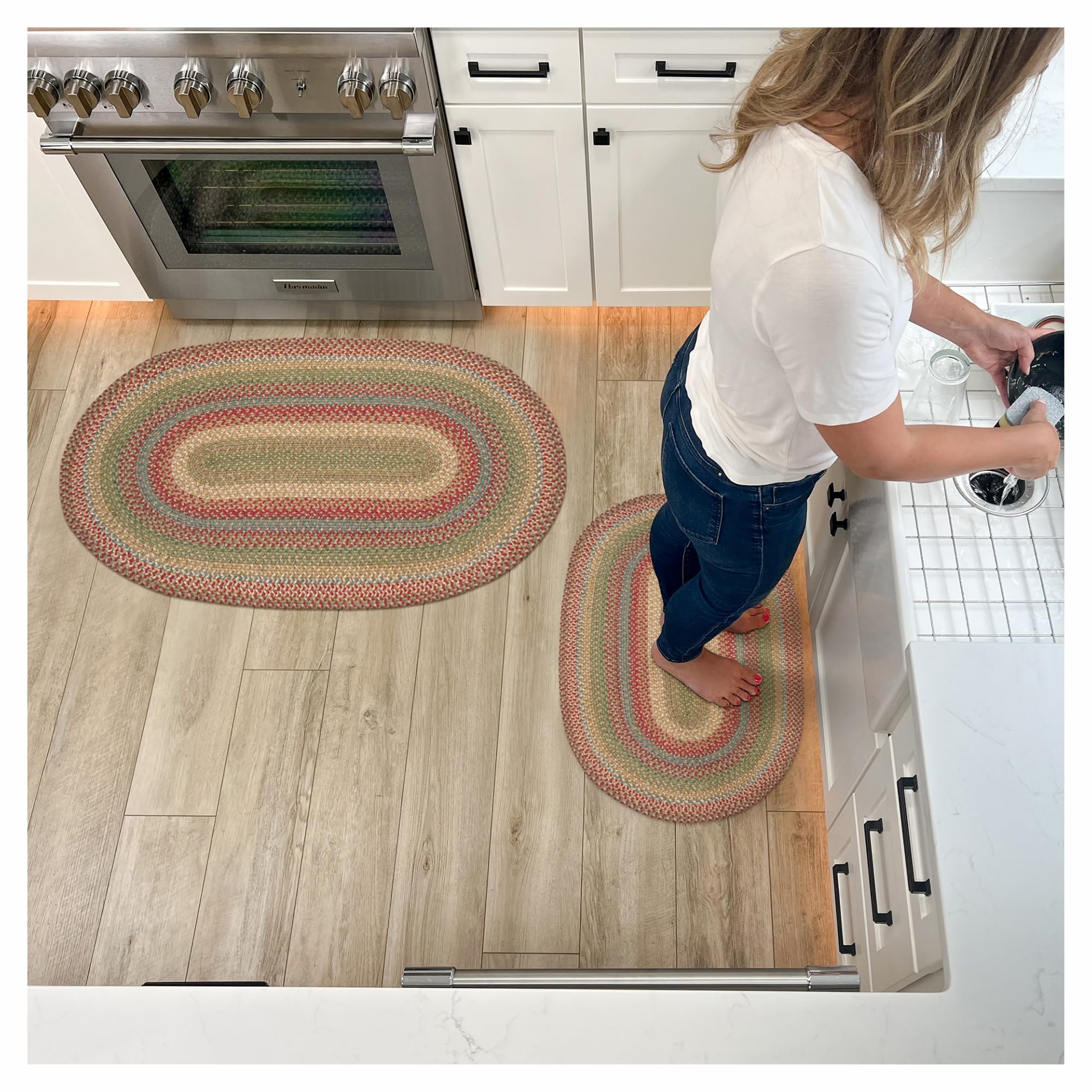 Homespice Gingerbread Black & Brown Braided Rug 20x30 - Jute Braided Kitchen Rugs for Country, Primitive Decor, Reversible, Pet-Friendly, Durable & Easy to Maintain