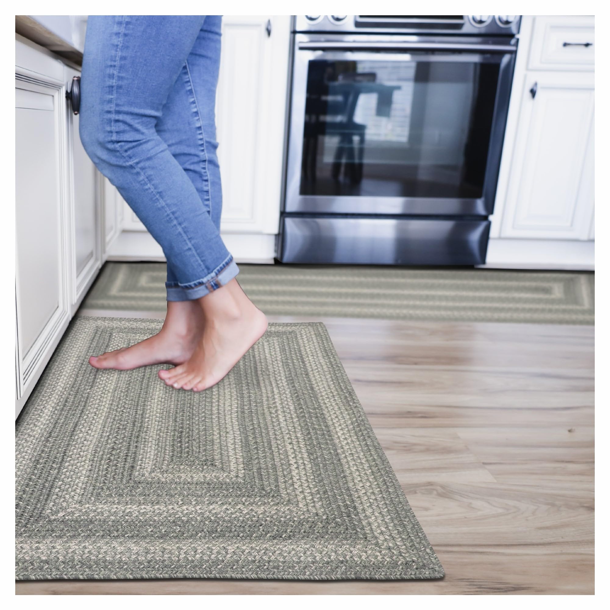Homespice Gingerbread Black & Brown Braided Rug 20x30 - Jute Braided Kitchen Rugs for Country, Primitive Decor, Reversible, Pet-Friendly, Durable & Easy to Maintain