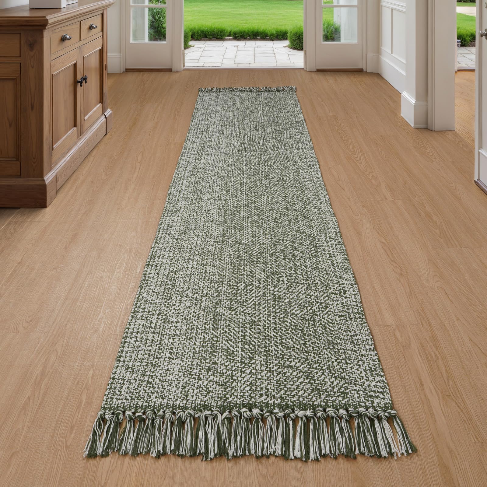 Collive Washable Area Rug 3' x 5', Modern Farmhouse Woven Kitchen Rugs, Tan/Cream Indoor Outddor Mat Braided Throw Carpet for Entryway Bedroom Nursery Laundry Living Room