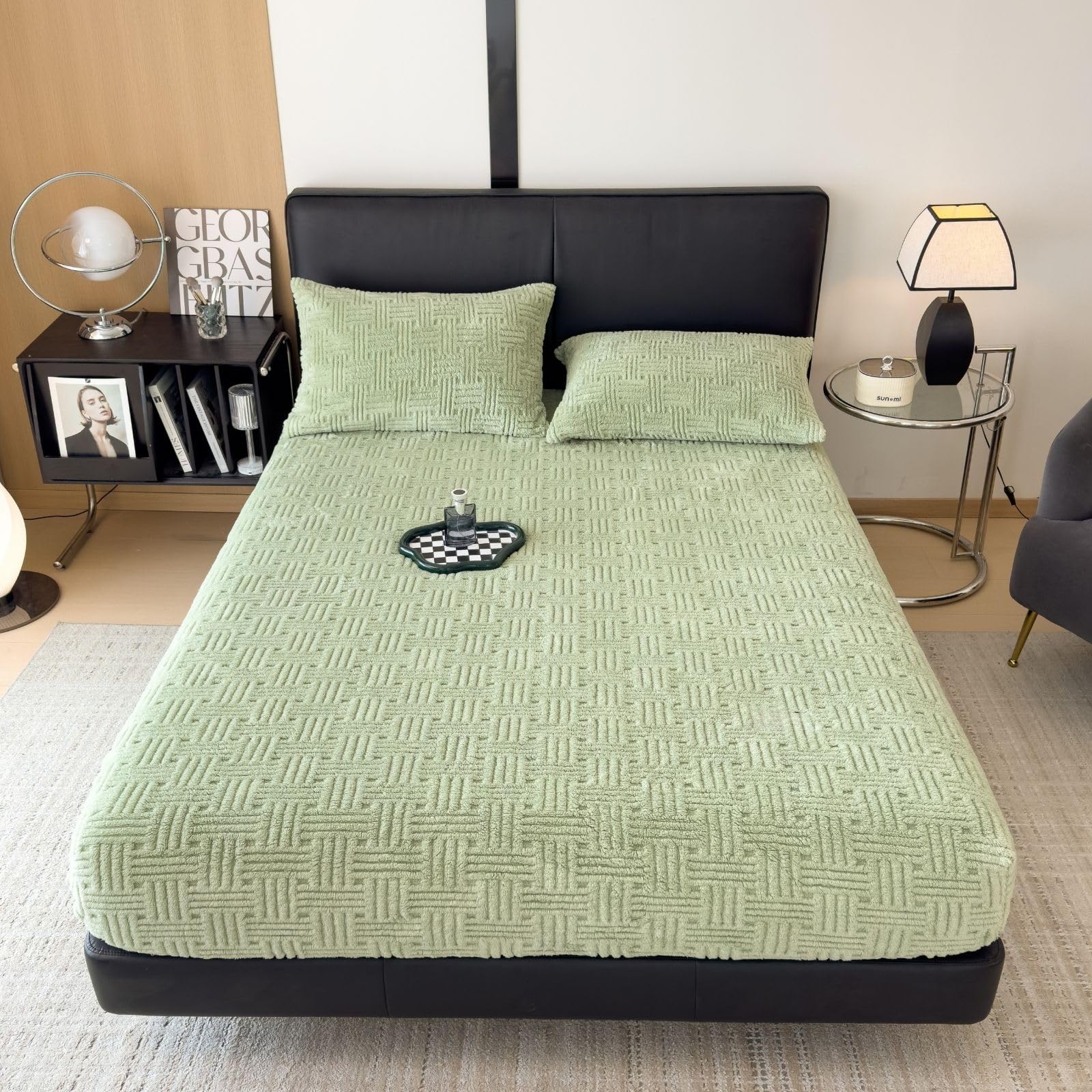 ZIQINPSQ Twin Size Flannel Fitted Sheet - 1 Piece Winter Warm Deep Pocket (15") Bed Sheet, Shrink & Fade Resistant, Hotel Quality, Wheat