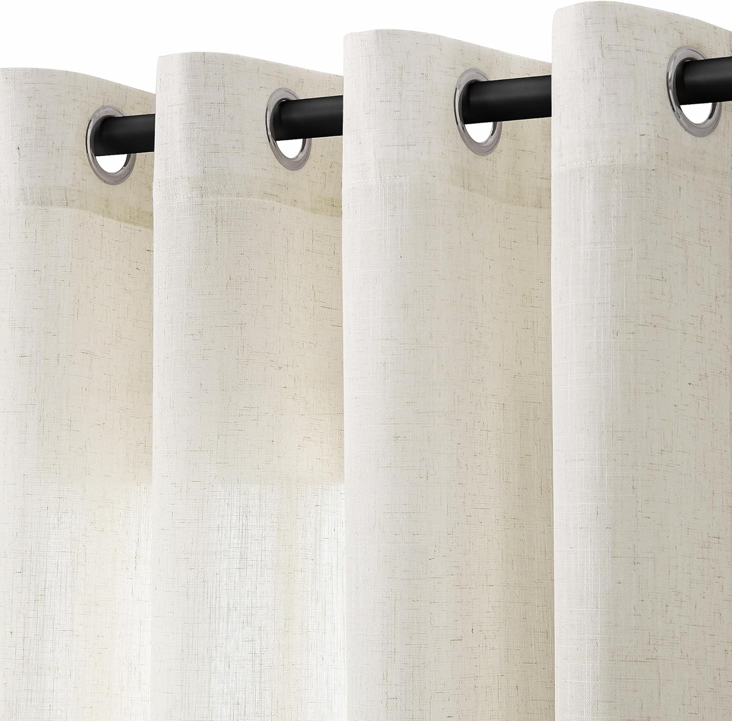 Natural Cream Linen Curtains 84 Inch Length 2 Panels for Living Room Bedroom, Light Filtering Sheer Curtains 84 Inches, Modern Farmhouse Grommet Semi Sheer Soft Privacy Drapes