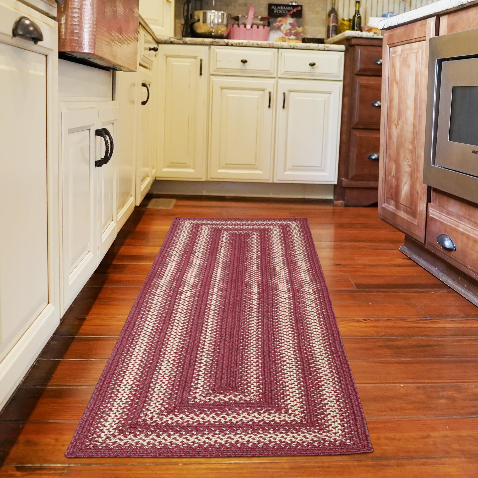 Homespice Gingerbread Black & Brown Braided Rug 20x30 - Jute Braided Kitchen Rugs for Country, Primitive Decor, Reversible, Pet-Friendly, Durable & Easy to Maintain