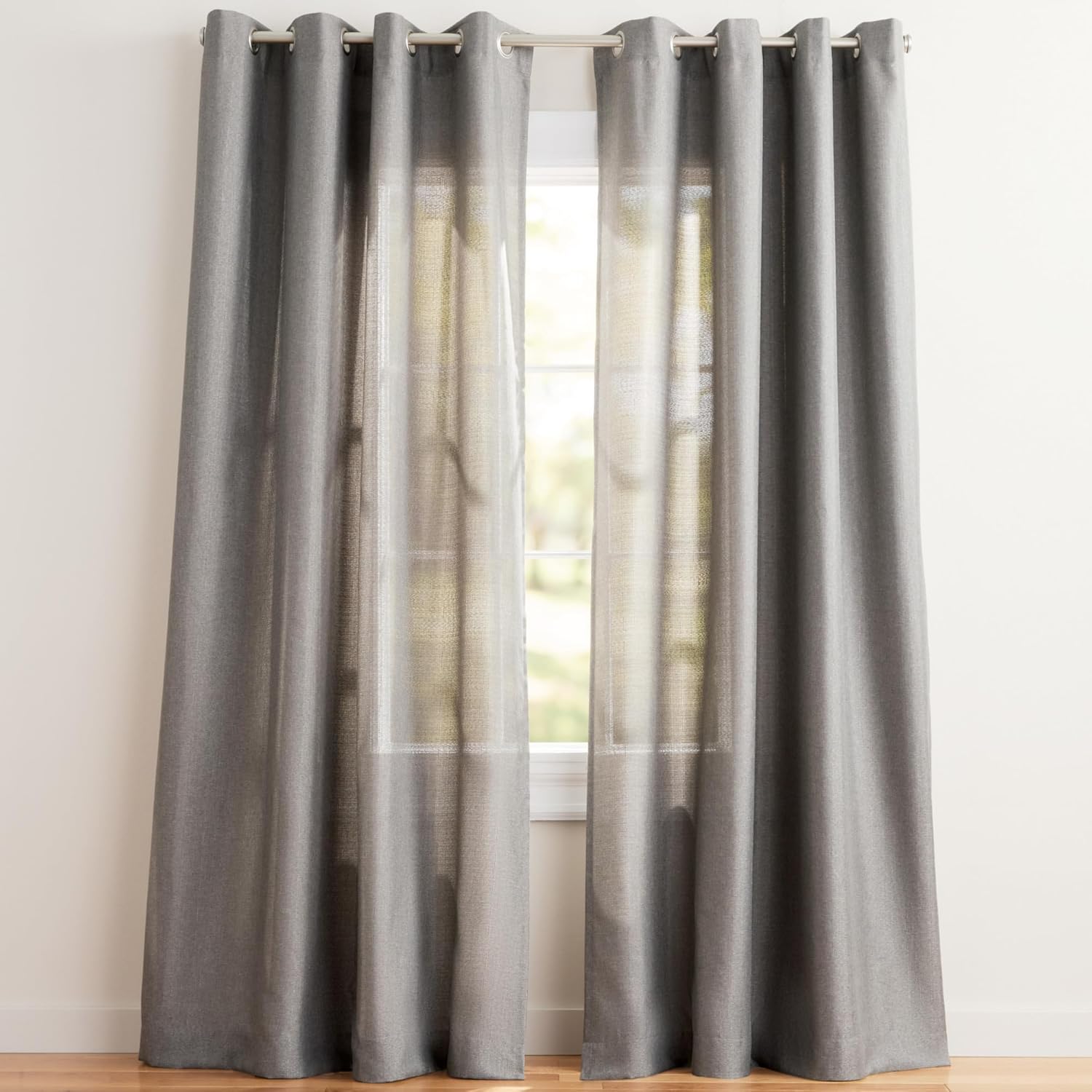 Exclusive Home Loha Linen Grommet Top Curtain Panel Pair, 54"x96", Ivory