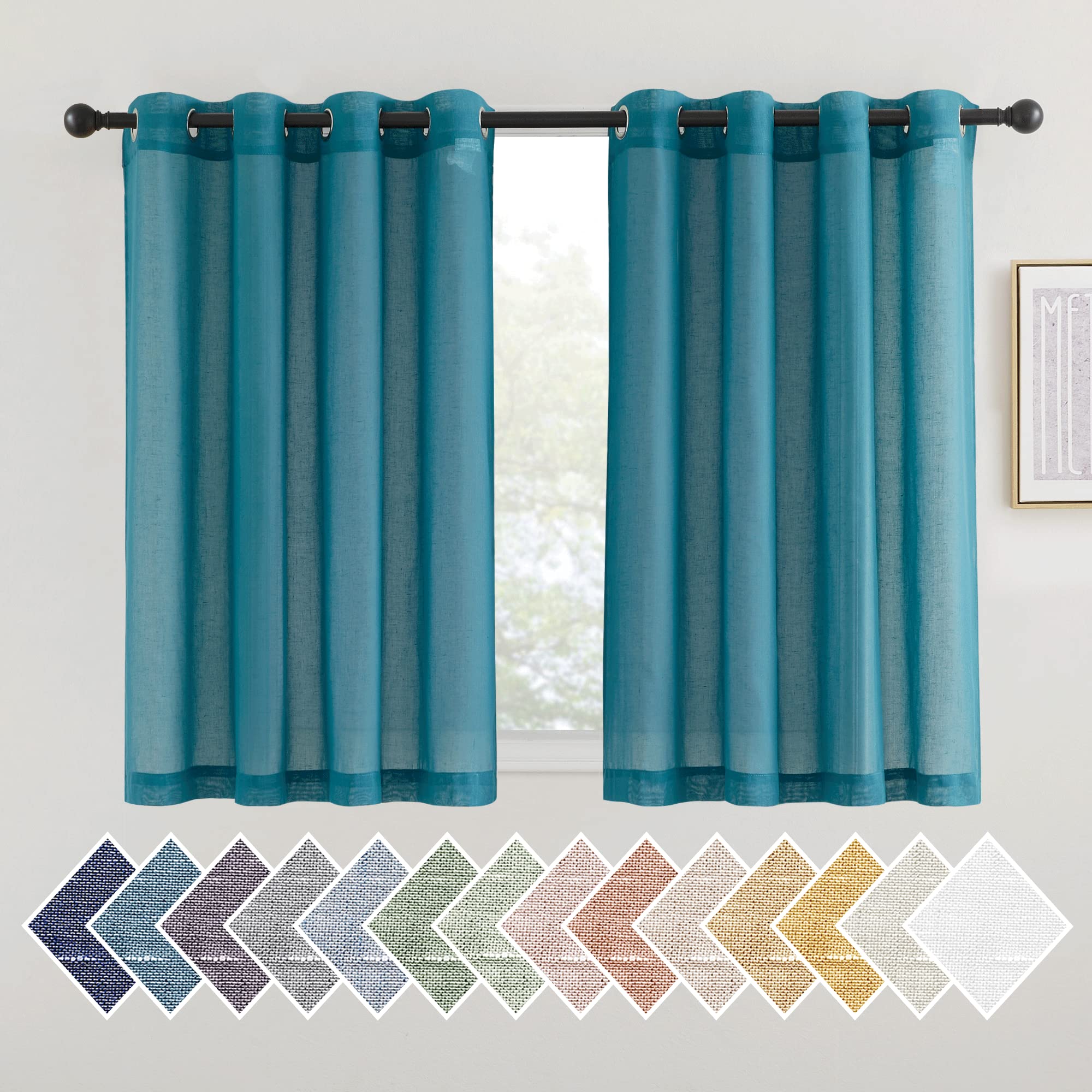 NICETOWN Semi Sheer Linen Curtains for Bedroom 84 inches Long, Grommet Privacy Vertical Farmhouse Window with Light Filtering for Living Room, Natural, W52 x L84, 2 Pieces