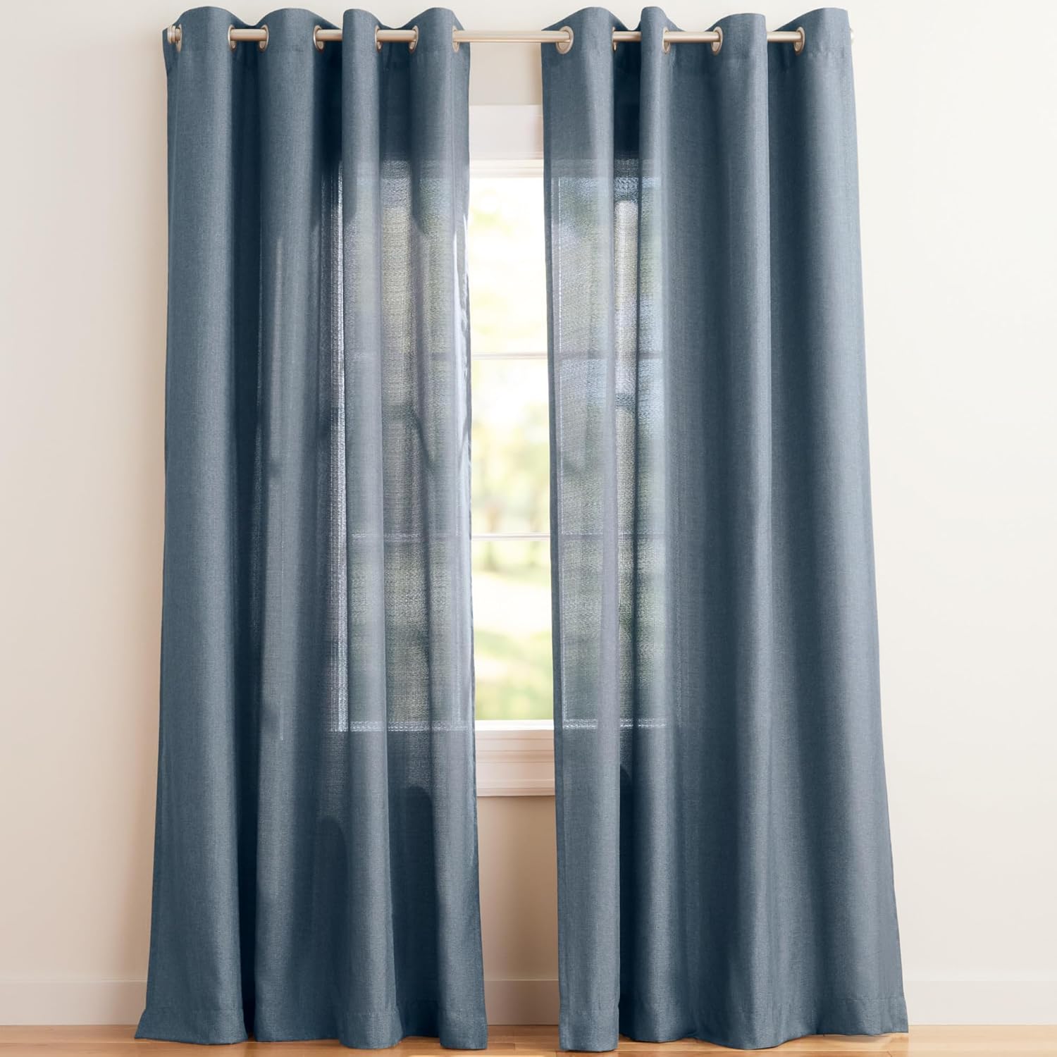 Exclusive Home Loha Linen Grommet Top Curtain Panel Pair, 54"x96", Ivory