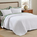 Bedsure Quilts Queen Size - Linen Bedspread Queen Size & Lightweight Comforter, Modern Farmhouse Coverlet with Clover Pattern, Ultra Soft All-Season Bedding, 90 x 96 Inches | Stitch-Free Quilting, Ultra Soft, Lightweight, Machine Washable, Pet-Friendly