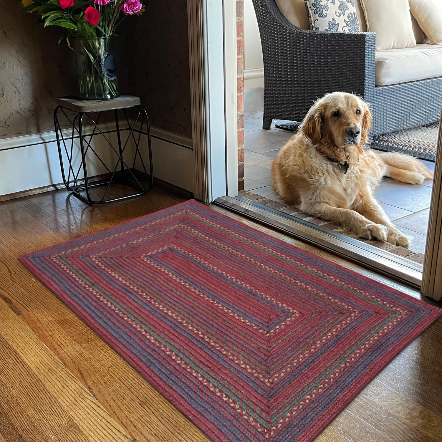 Homespice Gingerbread Black & Brown Braided Rug 20x30 - Jute Braided Kitchen Rugs for Country, Primitive Decor, Reversible, Pet-Friendly, Durable & Easy to Maintain