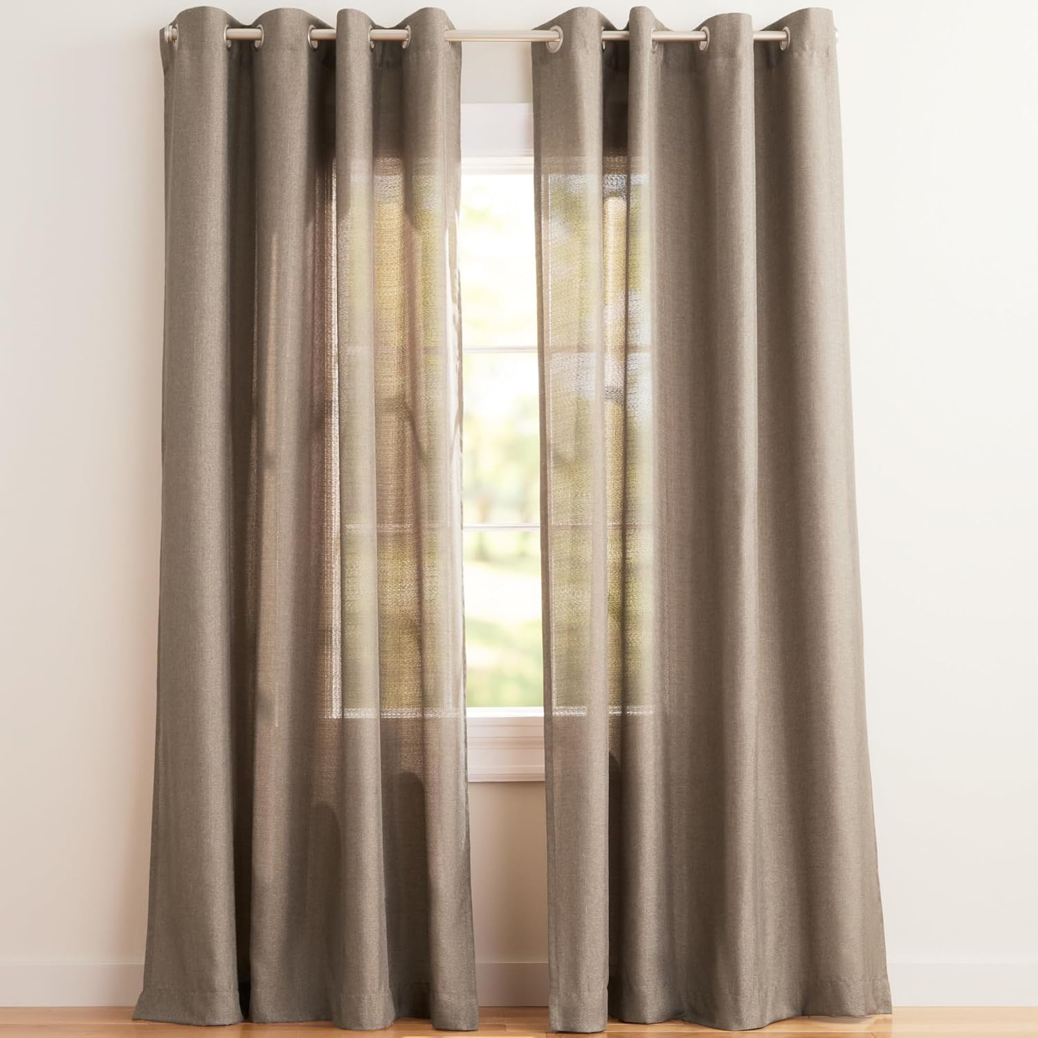 Exclusive Home Loha Linen Grommet Top Curtain Panel Pair, 54"x96", Ivory
