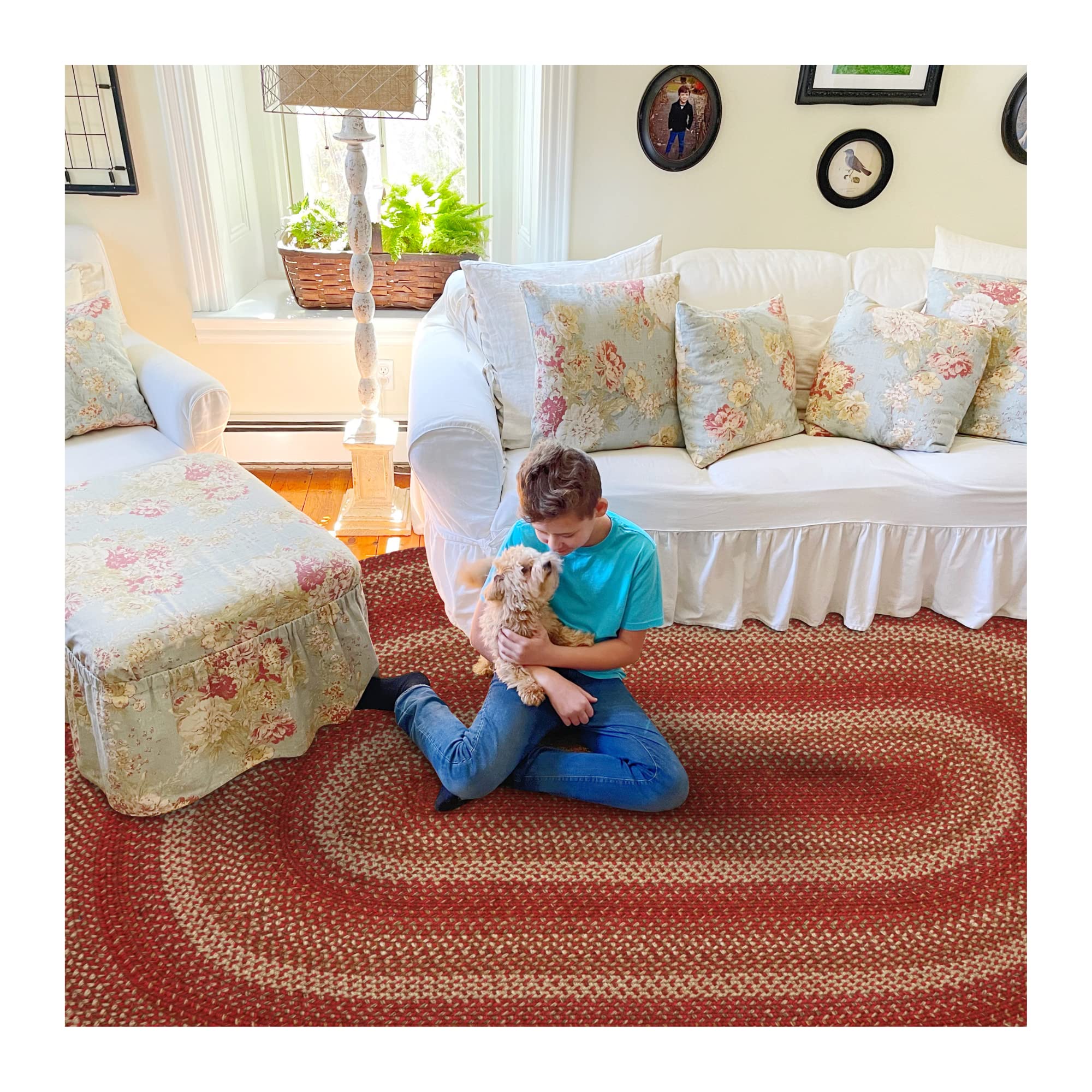 Homespice Gingerbread Black & Brown Braided Rug 20x30 - Jute Braided Kitchen Rugs for Country, Primitive Decor, Reversible, Pet-Friendly, Durable & Easy to Maintain