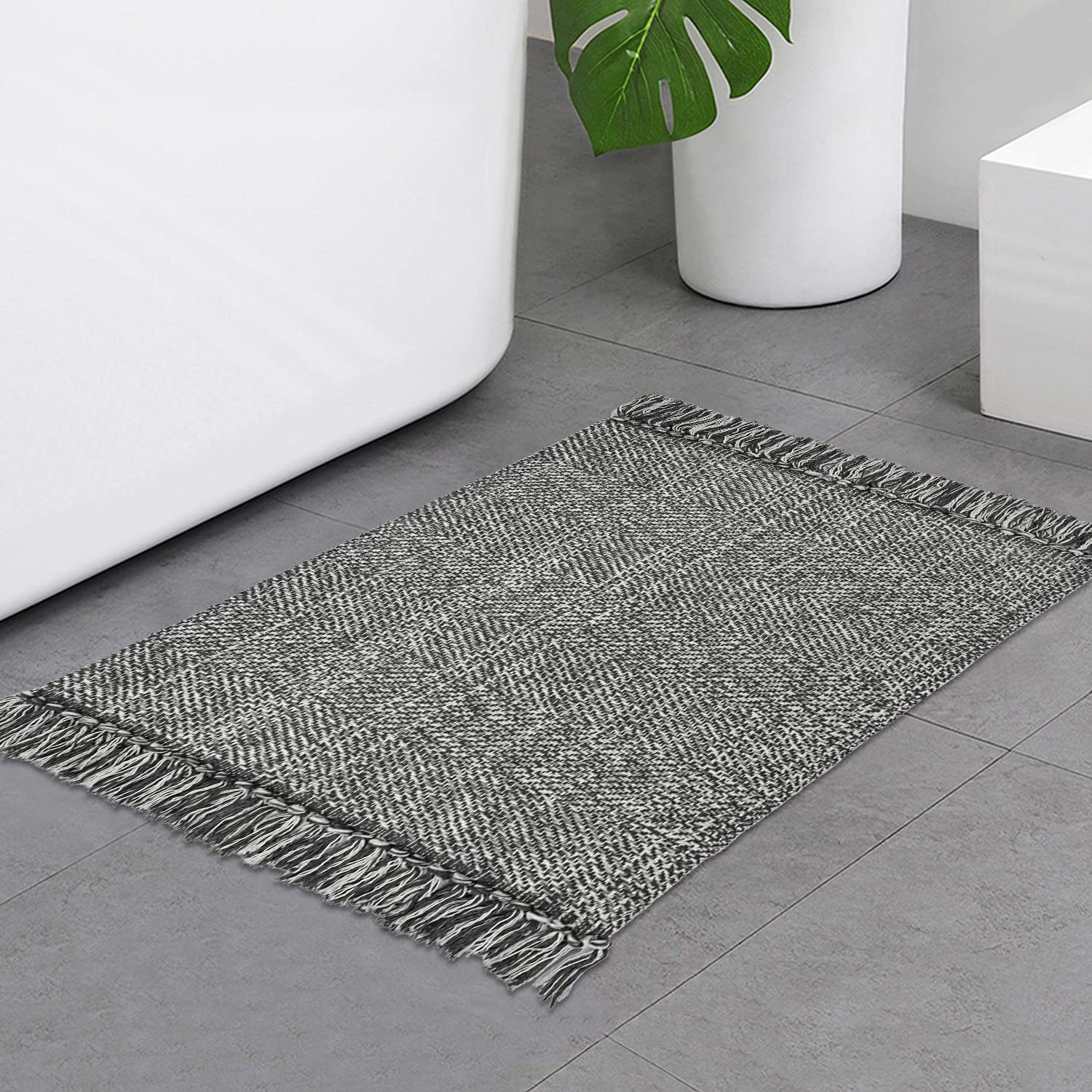 Collive Washable Area Rug 3' x 5', Modern Farmhouse Woven Kitchen Rugs, Tan/Cream Indoor Outddor Mat Braided Throw Carpet for Entryway Bedroom Nursery Laundry Living Room