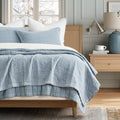 EVERGRACEHOME Stonewashed Cotton Quilt Set King Size, Ultra Soft Oversized Bedspread Coverlet Set, Lightweight Crinkle Box Stitch Bedding Sets for All Season, with 2 Shams, Mocha Brown