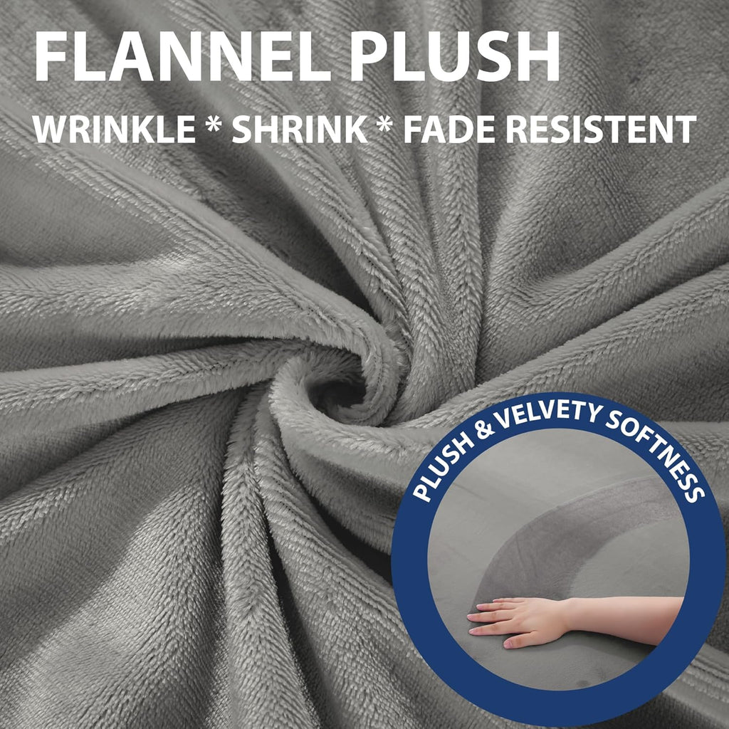 Cathay Home Queen Plush Fur Fitted Sheet - Ultra Soft & Thick Plush Fur - All Season Cozy Warmth - 12" Deep Pocket Fitted Sheet Only (Queen, Grey)