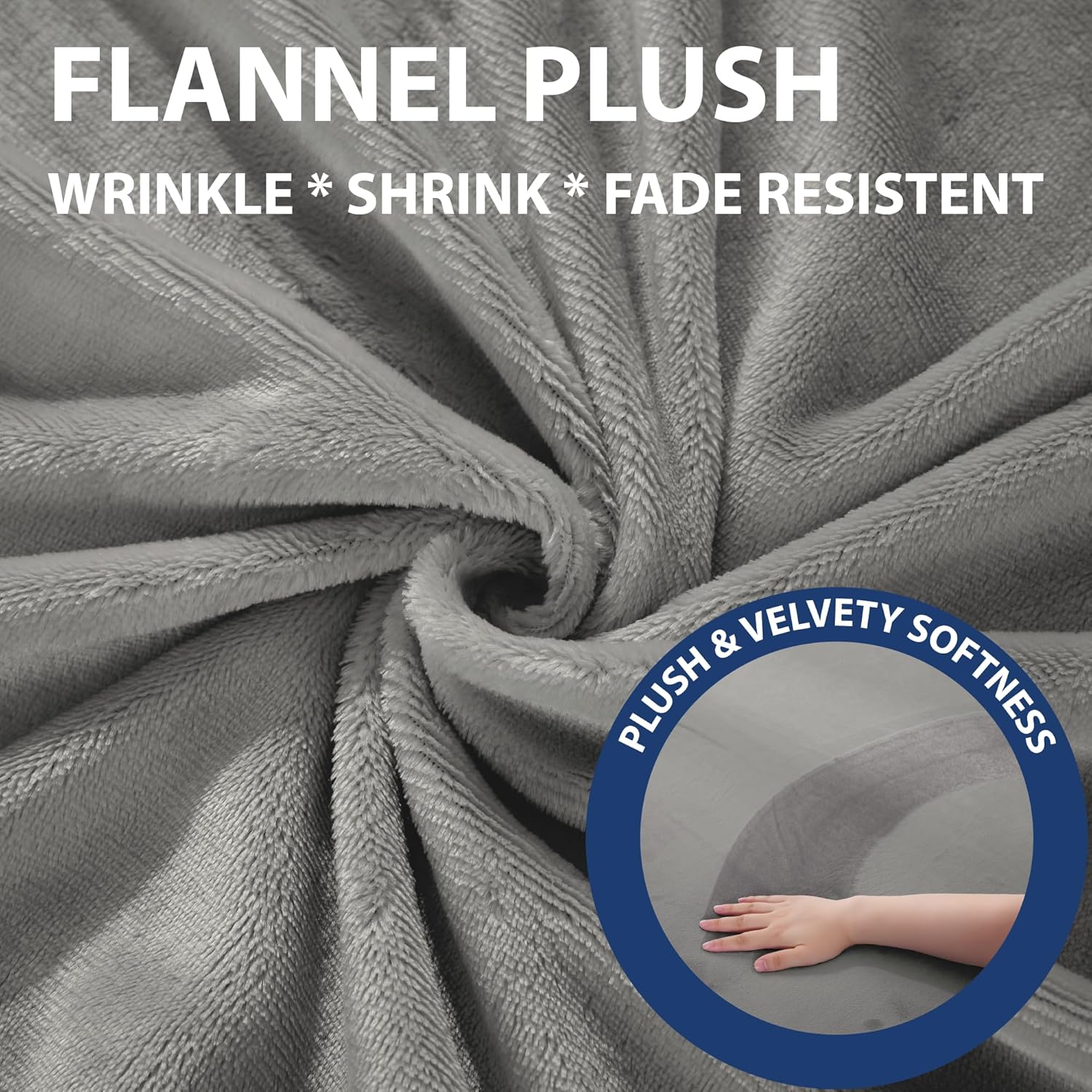 Cathay Home Queen Plush Fur Fitted Sheet - Ultra Soft & Thick Plush Fur - All Season Cozy Warmth - 12" Deep Pocket Fitted Sheet Only (Queen, Grey)