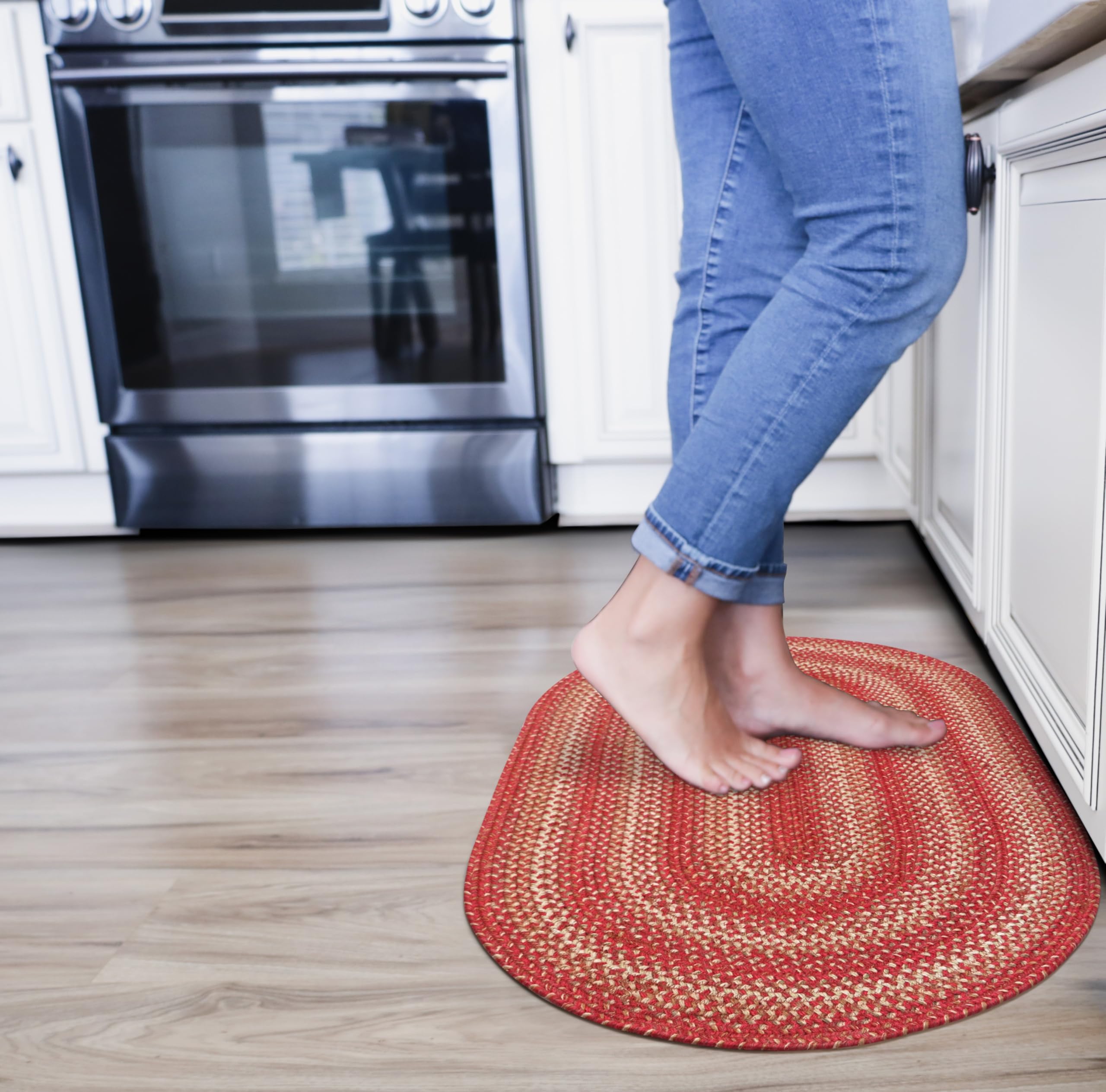 Homespice Gingerbread Black & Brown Braided Rug 20x30 - Jute Braided Kitchen Rugs for Country, Primitive Decor, Reversible, Pet-Friendly, Durable & Easy to Maintain