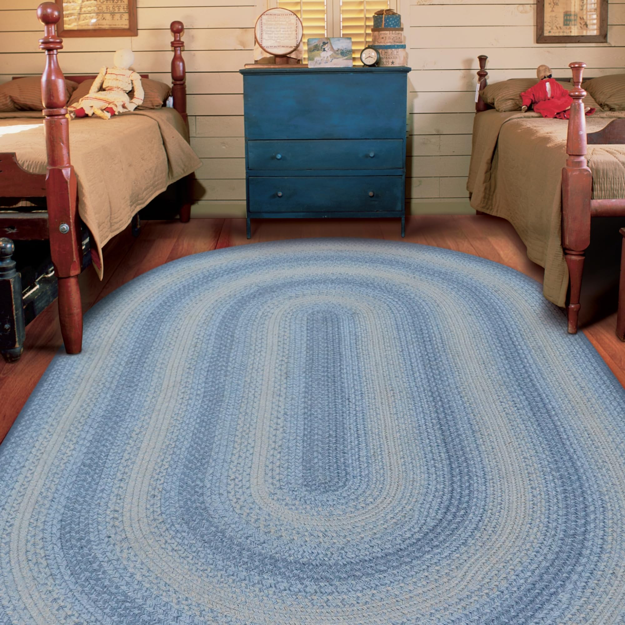 Homespice Gingerbread Black & Brown Braided Rug 20x30 - Jute Braided Kitchen Rugs for Country, Primitive Decor, Reversible, Pet-Friendly, Durable & Easy to Maintain
