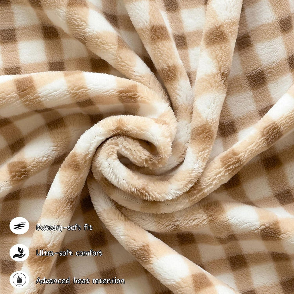 ZIQINPSQ Luxury Flannel Fleece Fitted Sheet Twin XL | 15" Deep Pocket Microfiber Bedding | Elastic Bottom (Khaki)