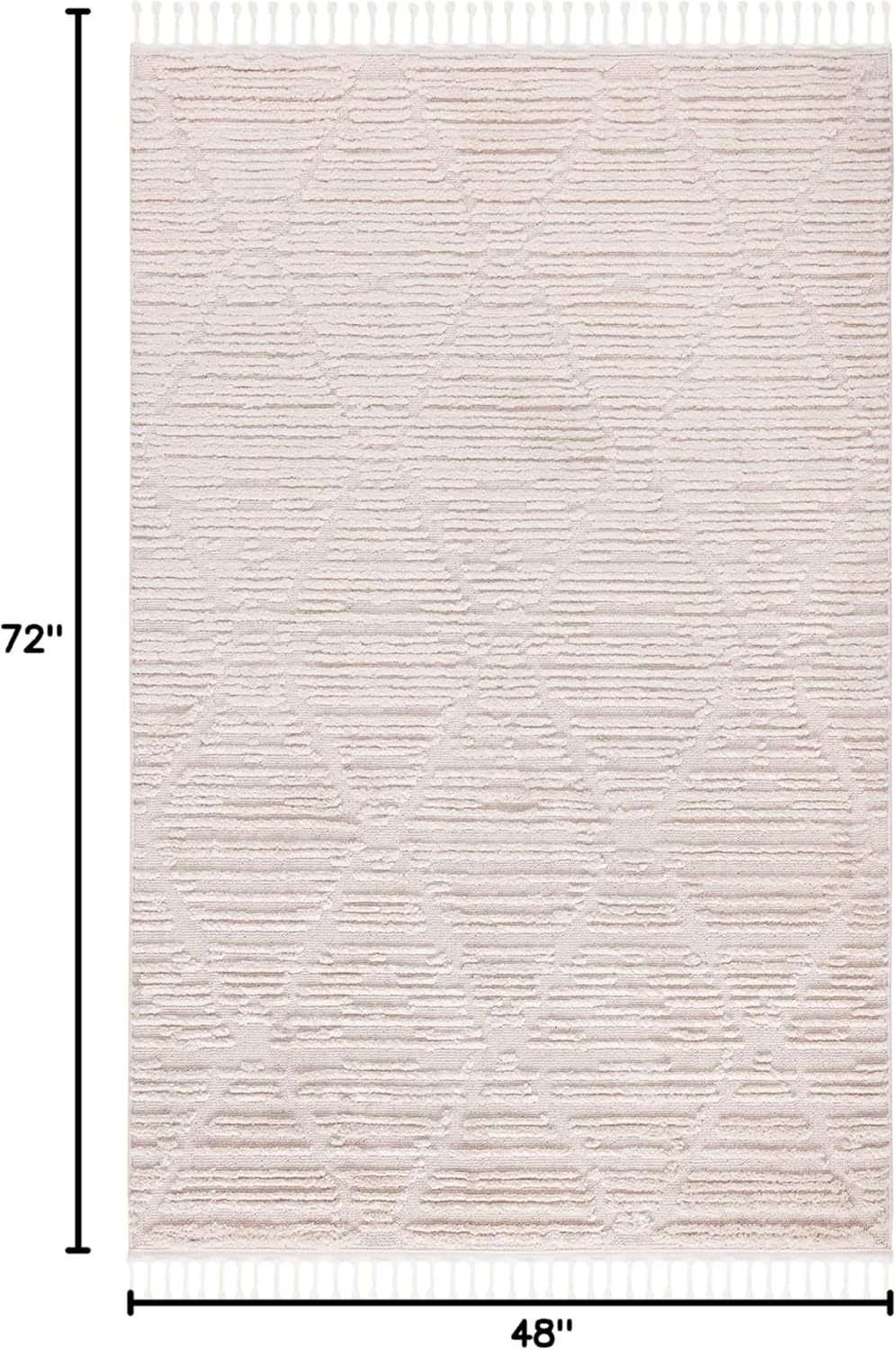 SAFAVIEH Marrakesh Collection Area Rug - 4' x 6', Beige, Moroccan Trellis Design with Tassel Detail, Non-Shedding & Easy to Clean, Ideal for Living Room, Bedroom, Dining Space (MRK517C)