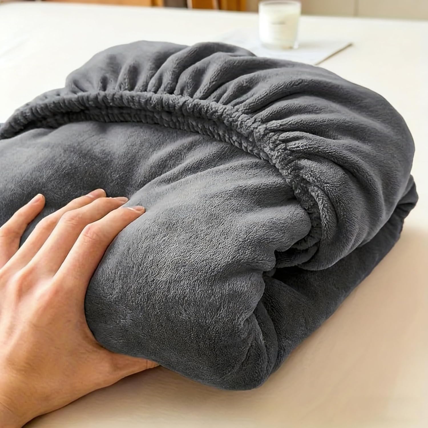 Nokolulu Queen Velvet Fleece Fitted Sheet Only - Ultra Soft Fuzzy Fluffy Plush Flannel Bottom Sheet - 16" Extra Deep Pocket - Cozy Skin-Friendly All Season Bedding (Dark Grey, 60"x80")