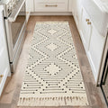 Tritard Washable Runners for Hallways 2x6 Boho Runner Rug with Tassels, Woven Cotton Kitchen Hallway Rug Runner Farmhouse Low Pile Rugs Carpet for Indoor Entryway Bathroom Laundry Bedroom, Black White