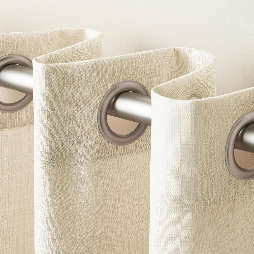 Exclusive Home Loha Linen Grommet Top Curtain Panel Pair, 54"x96", Ivory