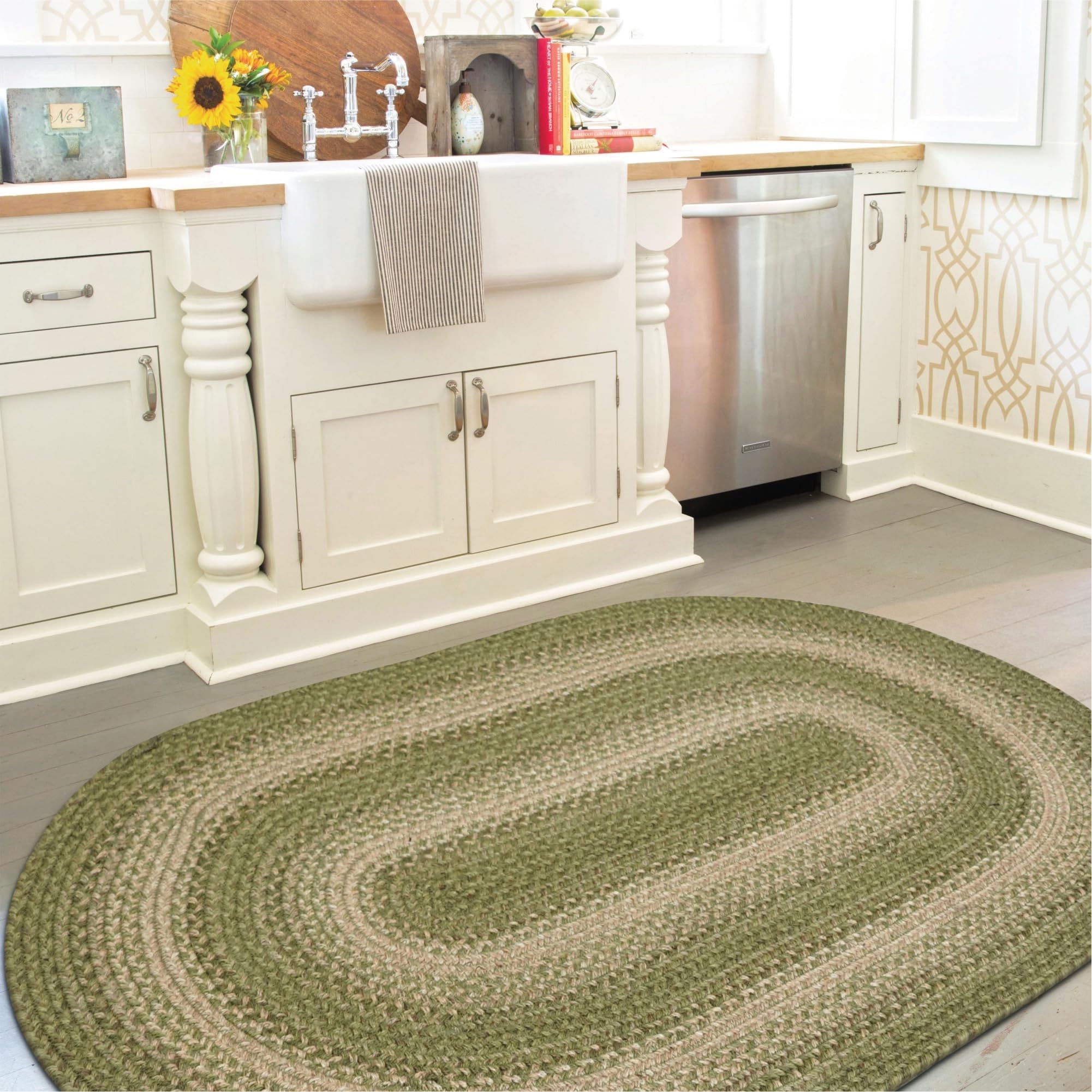 Homespice Gingerbread Black & Brown Braided Rug 20x30 - Jute Braided Kitchen Rugs for Country, Primitive Decor, Reversible, Pet-Friendly, Durable & Easy to Maintain